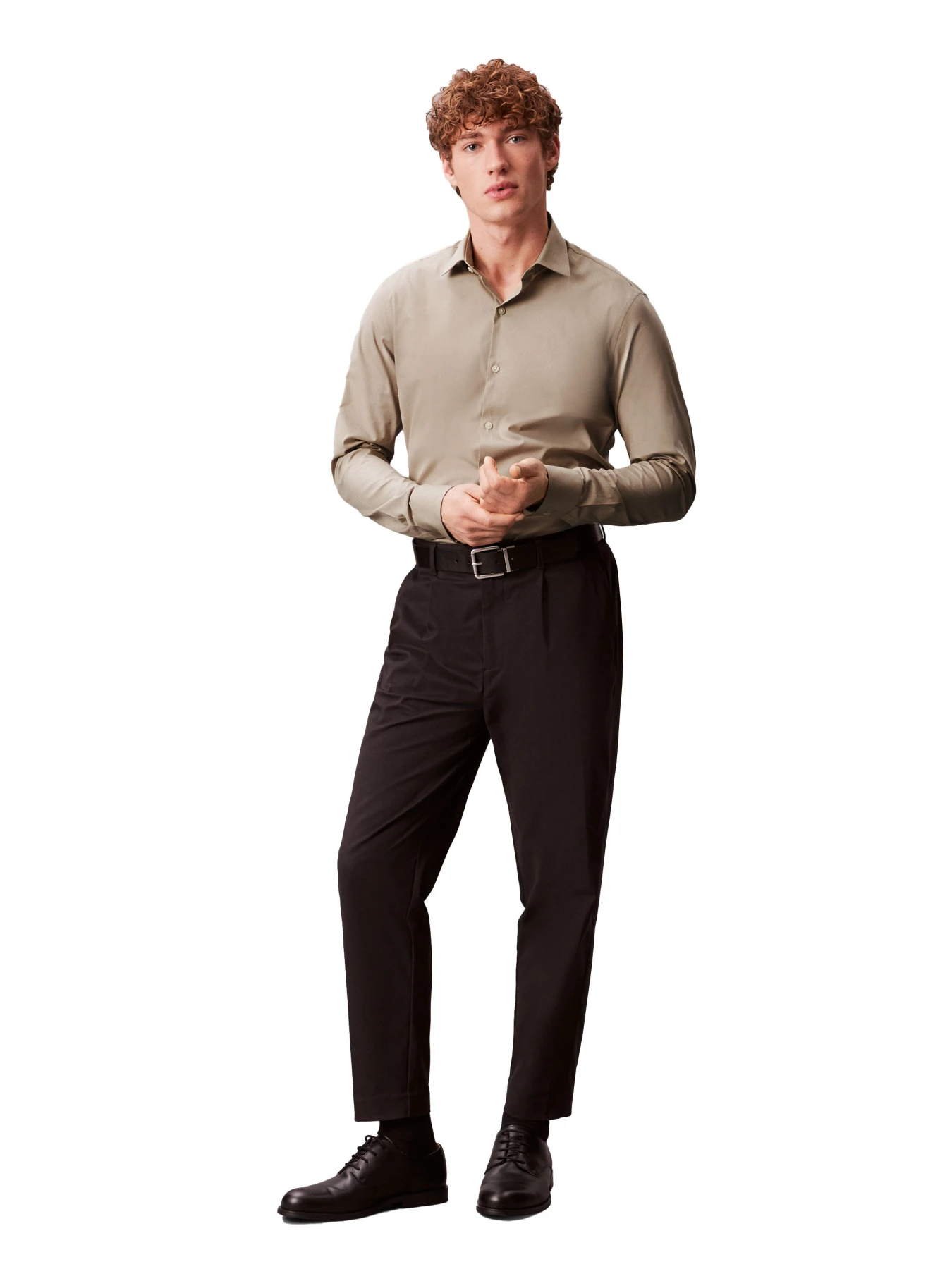 Pima Cotton Polo Collar Long Sleeve Shirt Gallery