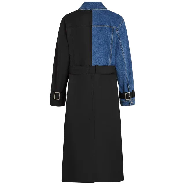 Denim-Panelled Belted Jacket Gallery