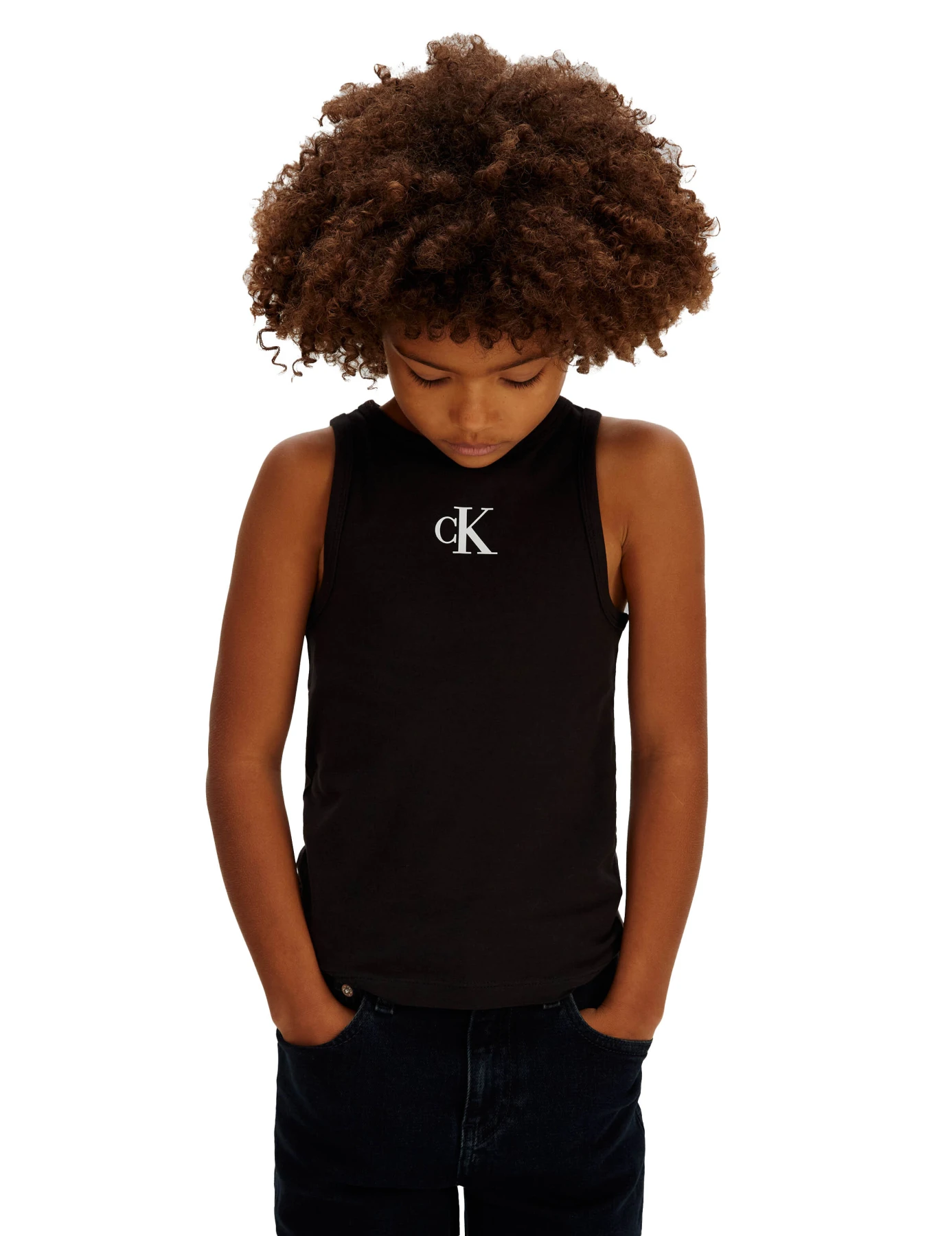 Kids Girls Monogram Slim Fit Ribbed Tank Top Gallery