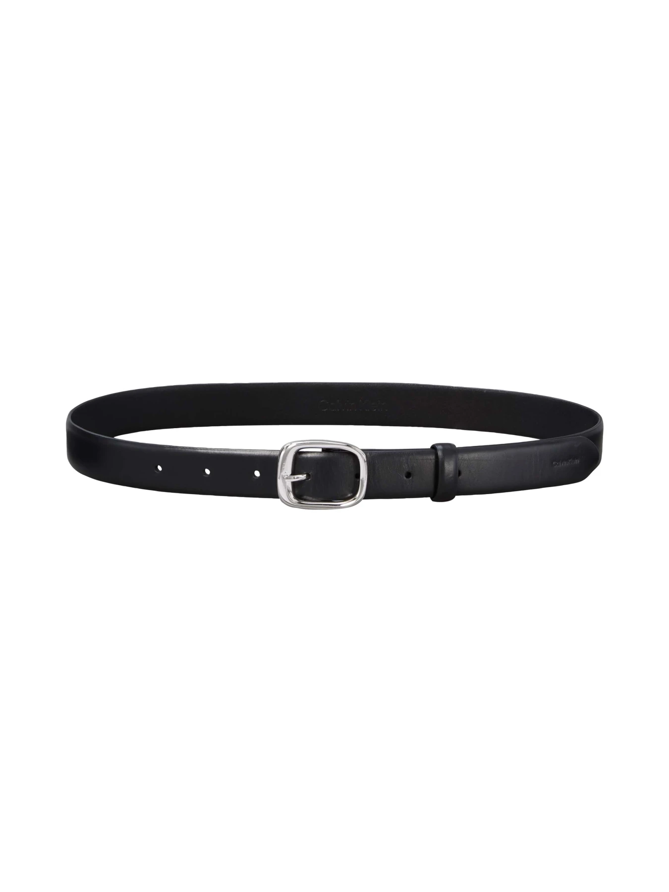 Leather Belt with Silver Oval Buckle Gallery