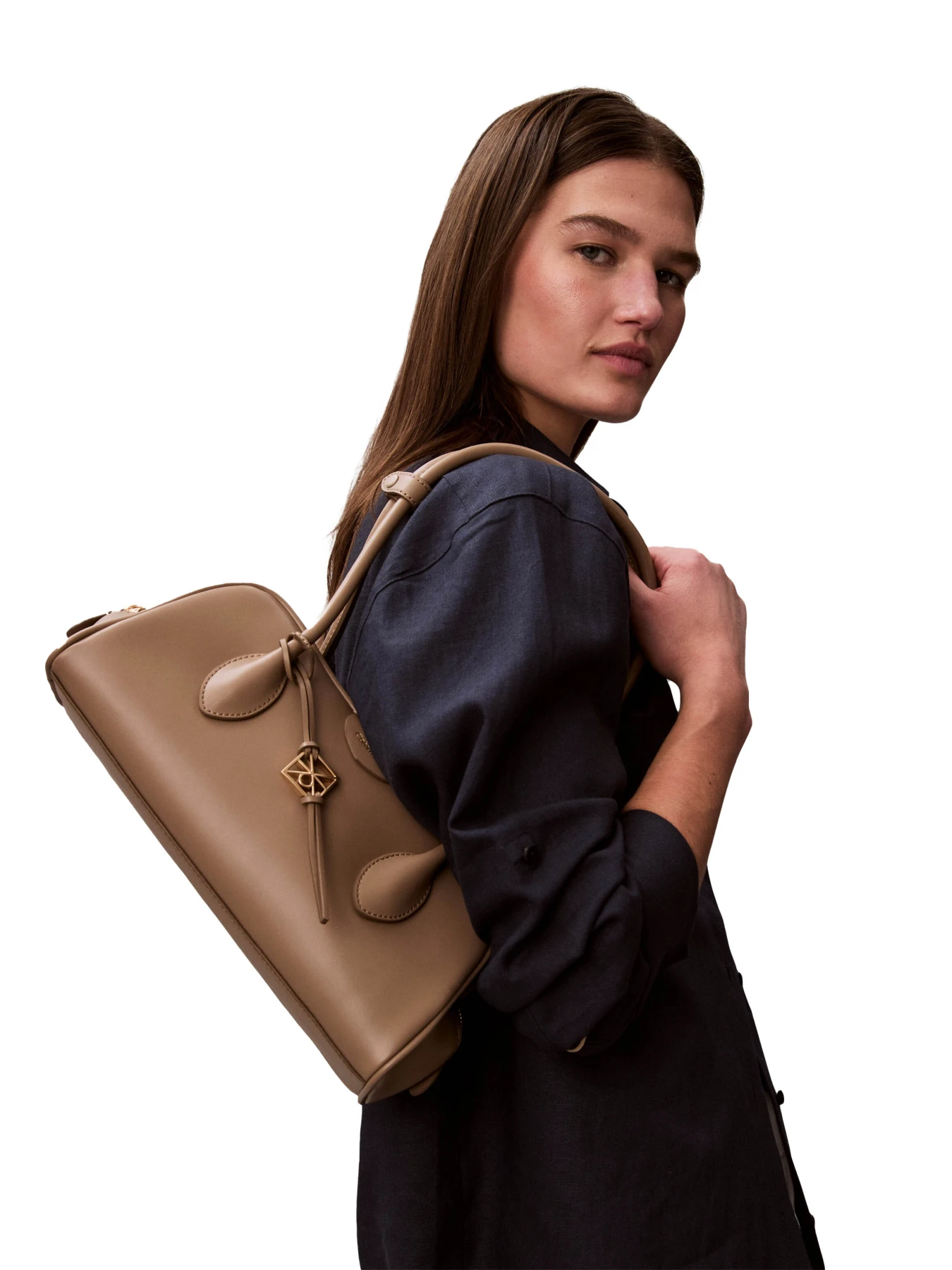 Leather Long-Handle Bowler Shoulder Bag Gallery