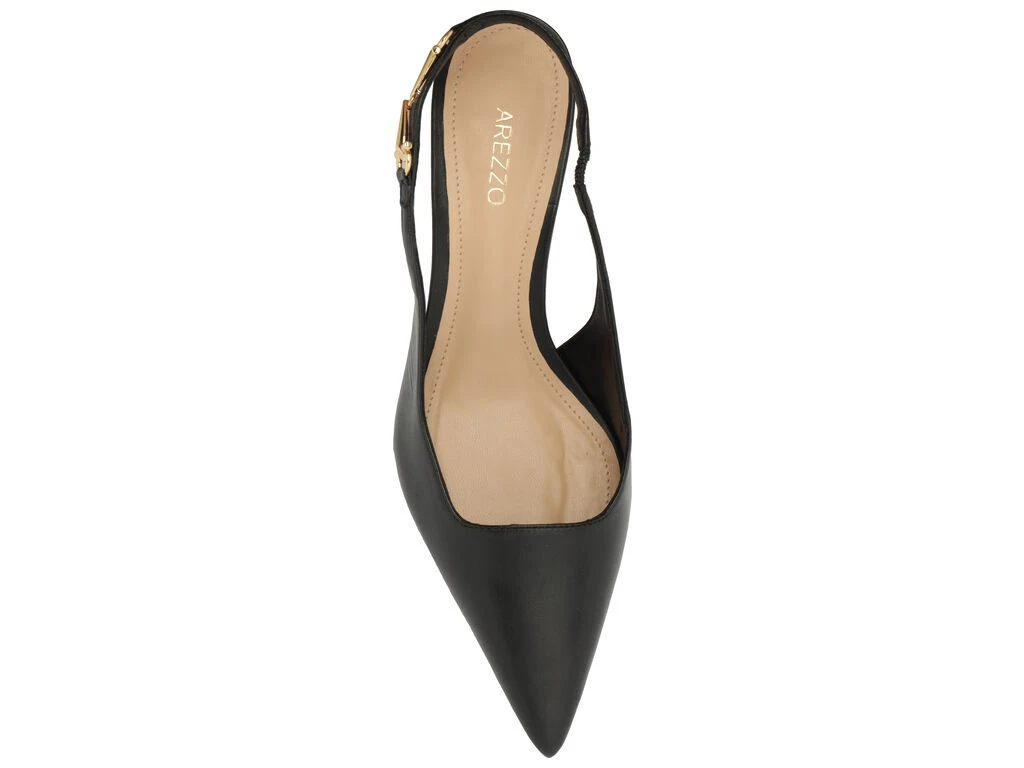 Black Leather Slingback Pump with Metal Detail Gallery