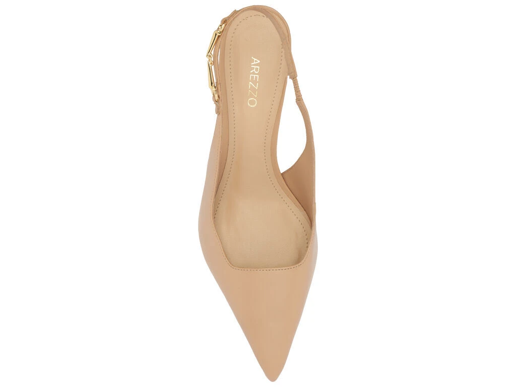 Nude Leather Slingback Pump with Metal Detail Gallery