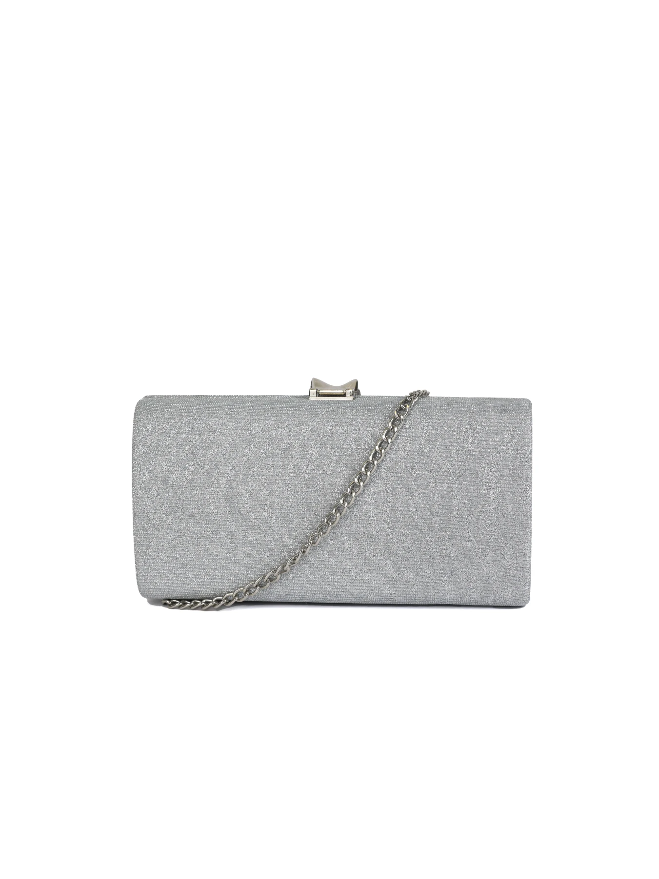 Shimmering Hard-Shell Clutch Bag with Sculptural Leaf Clasp Gallery