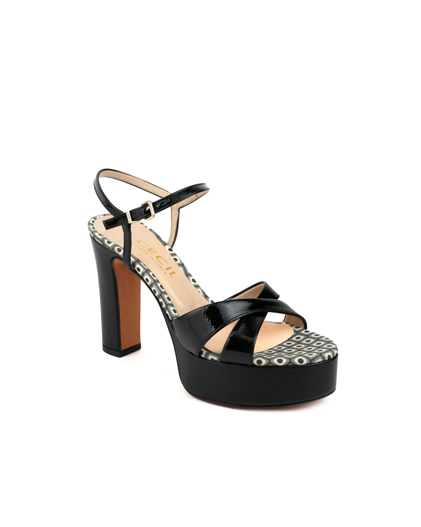 Patent Leather Criss-Cross Platform High Heel Sandals Gallery