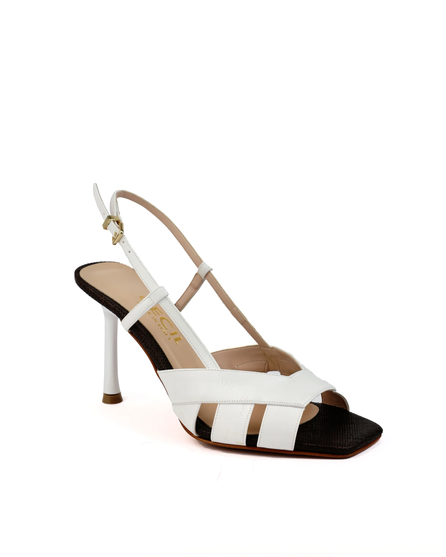 Two-Tone Strappy Slingback Heeled Sandals Gallery