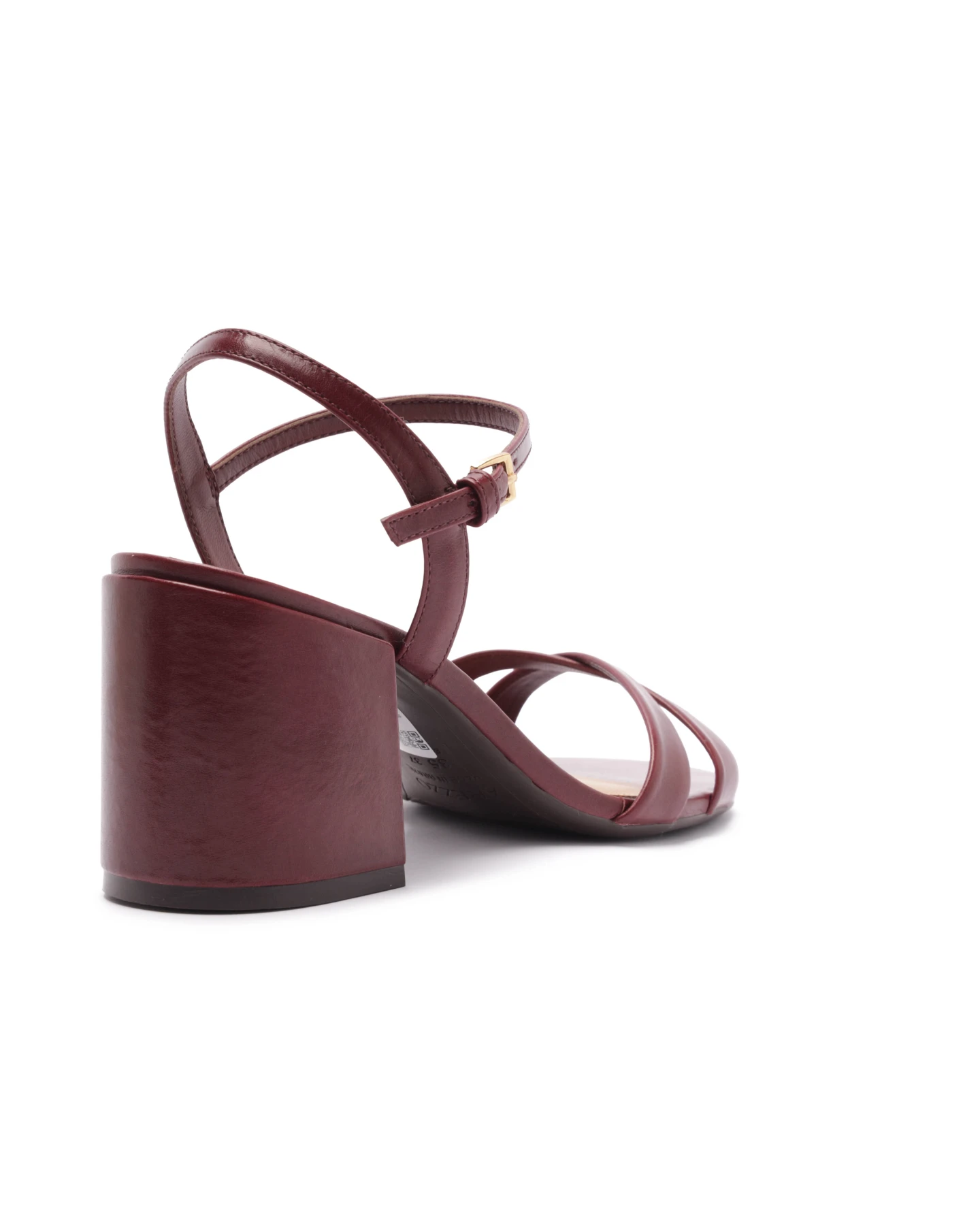Basic Burgundy Leather Block Sandal with Thin Straps Gallery