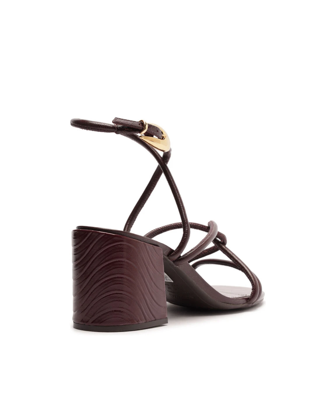 Burgundy Sandal with Wave Metal Block Heel Gallery