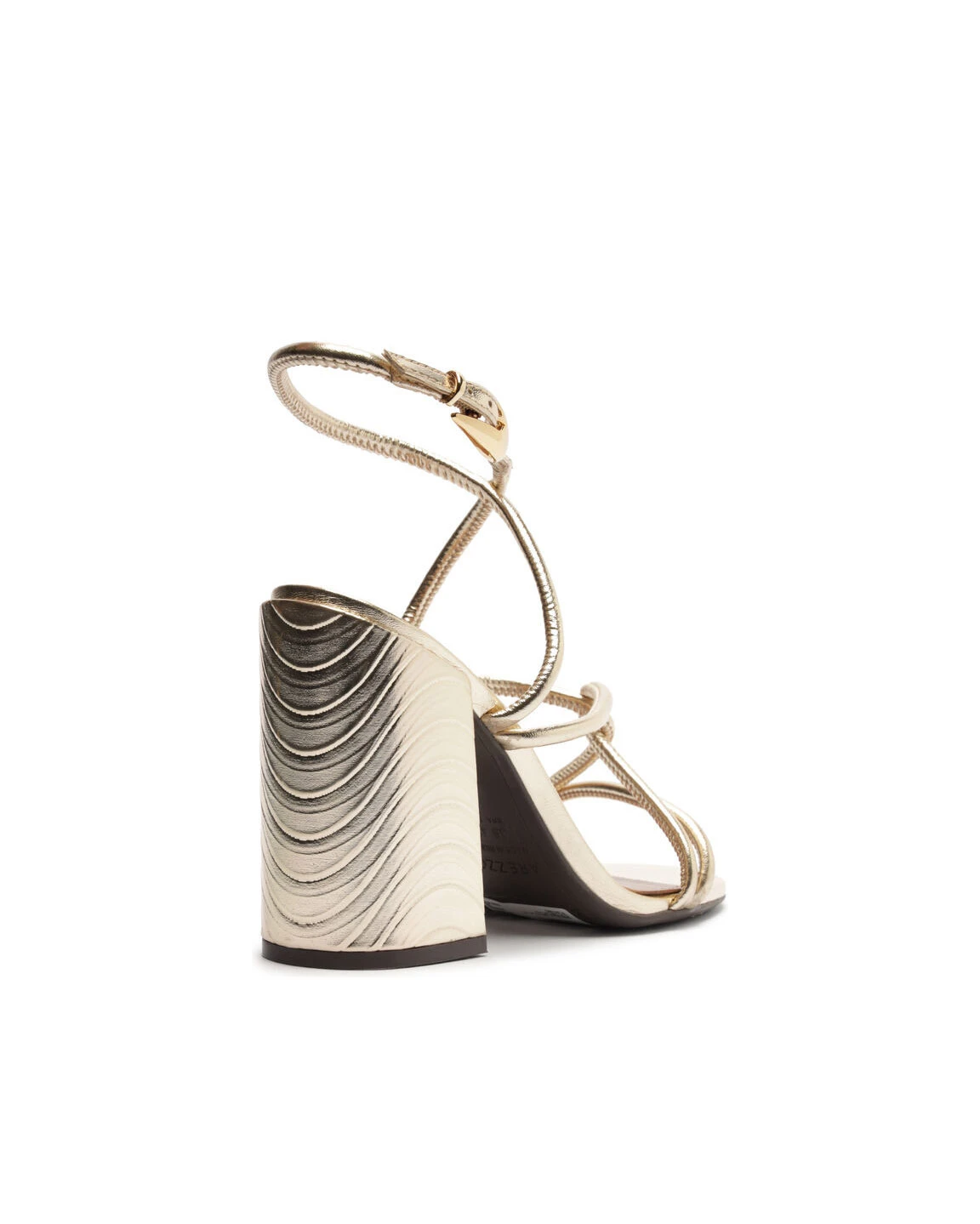 Gold Metallic Textured Block Heel Sandals Gallery