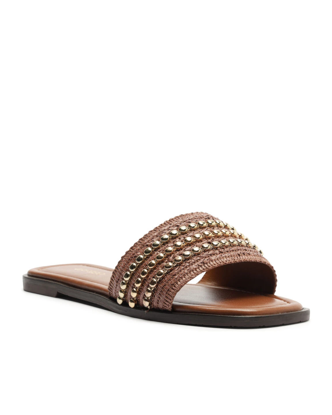 Brown Woven Studded Flat Slipper Gallery