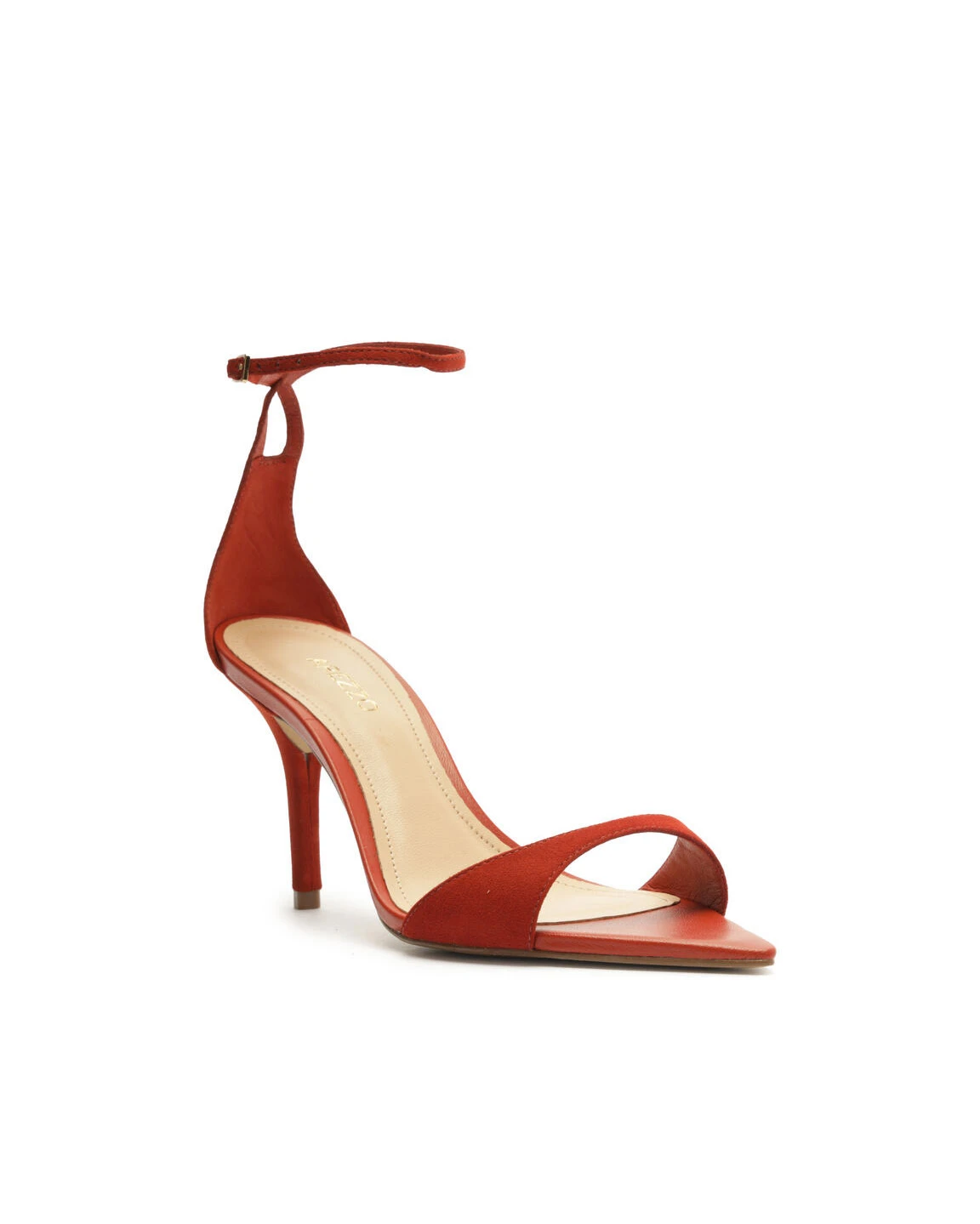 Terracotta Suede Pointed-Toe Ankle-Strap Heeled Sandal Gallery