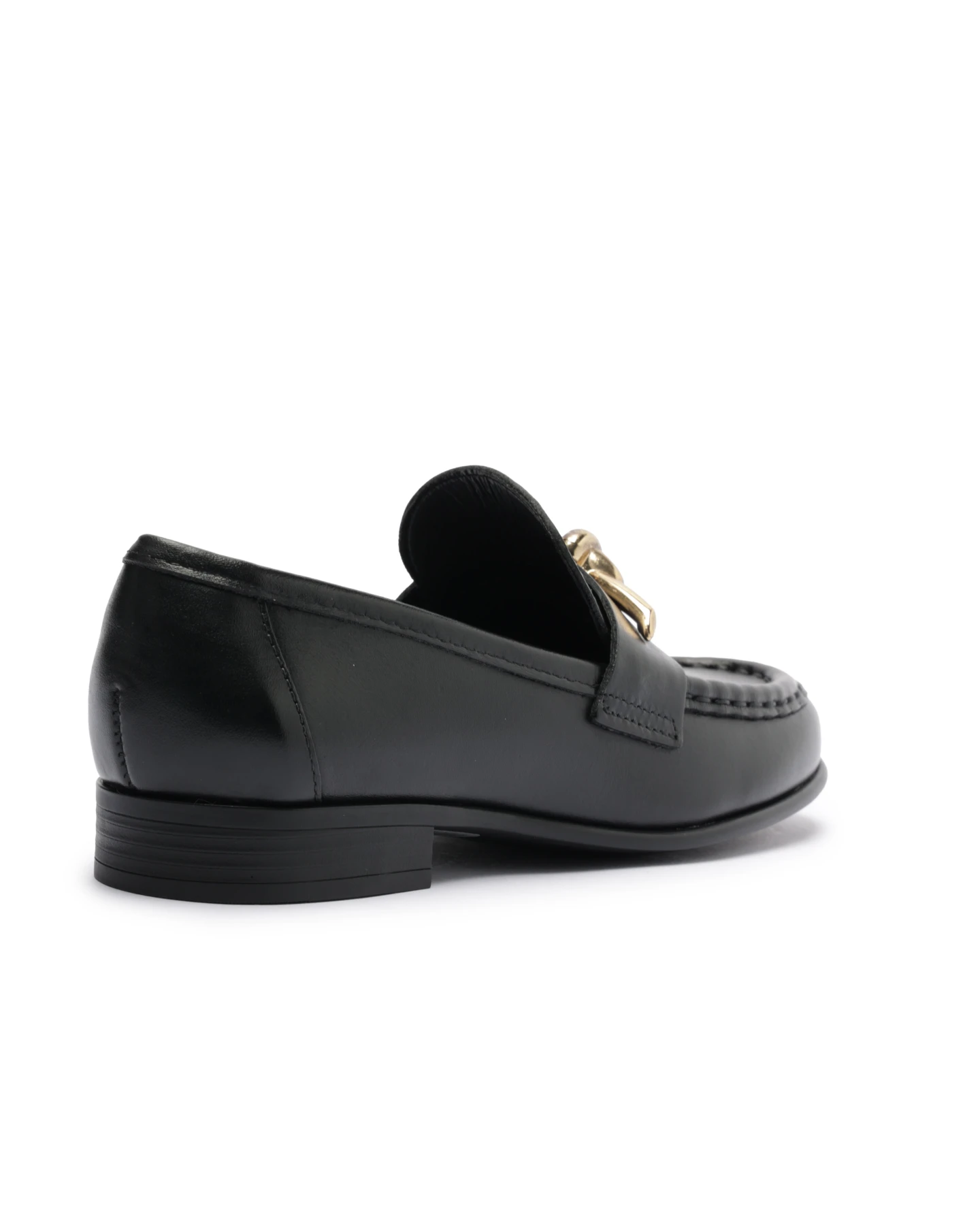 Black Leather Loafer with Round Toe and Metal Knot Detail Gallery