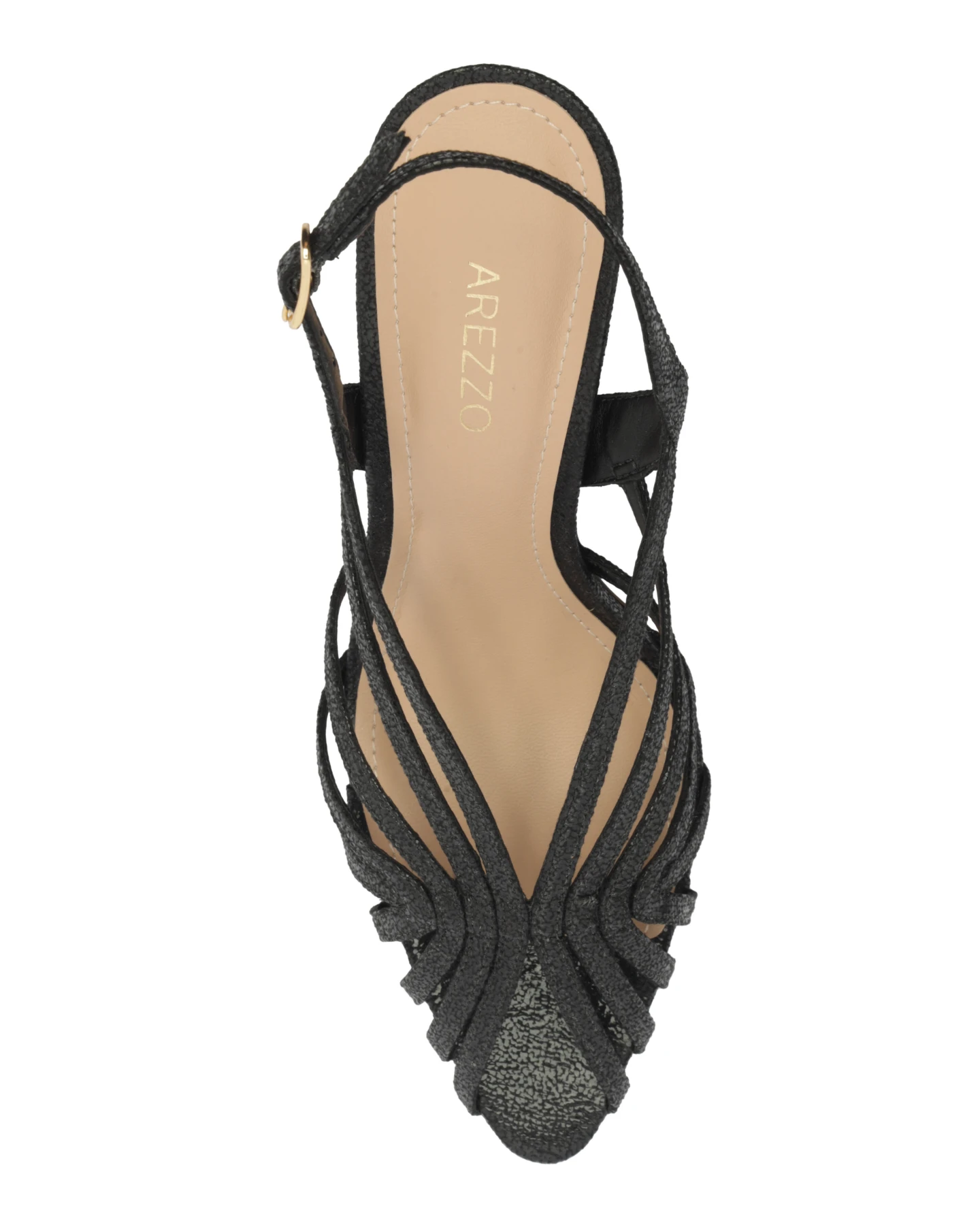 Black Strappy Slingback Open Toe Kitten Heel Sandal Gallery