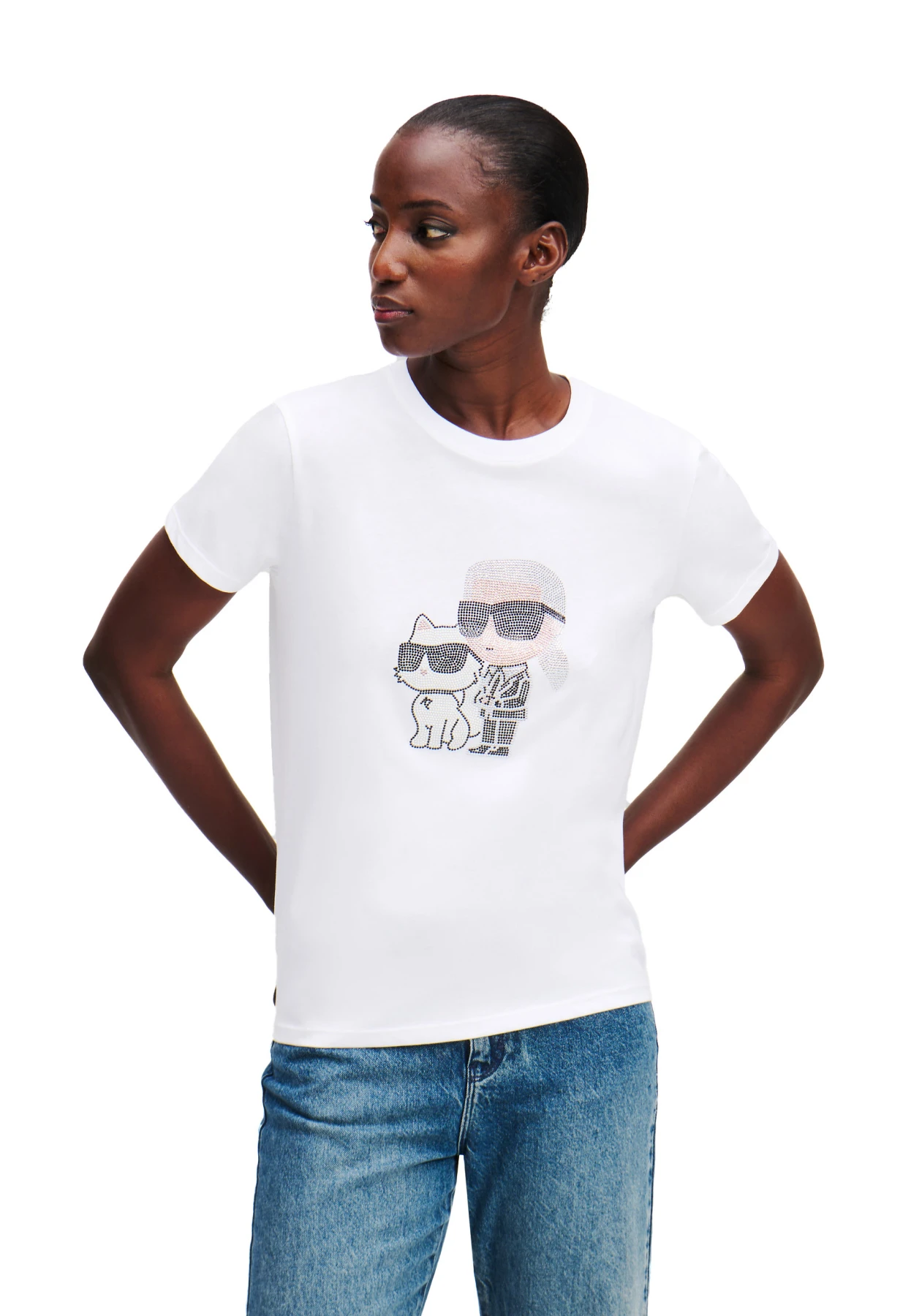 Shimmering Ikon Sketch Karl&Choupette Short Sleeve T-shirt Gallery