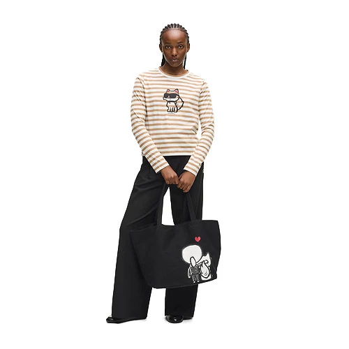 Ikon Print Stripe Long-Sleeved T-shirt Gallery