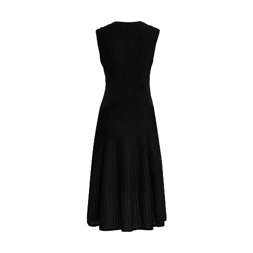 Sleeveless V-Neck Ribbed Knit Midi Dress Gallery