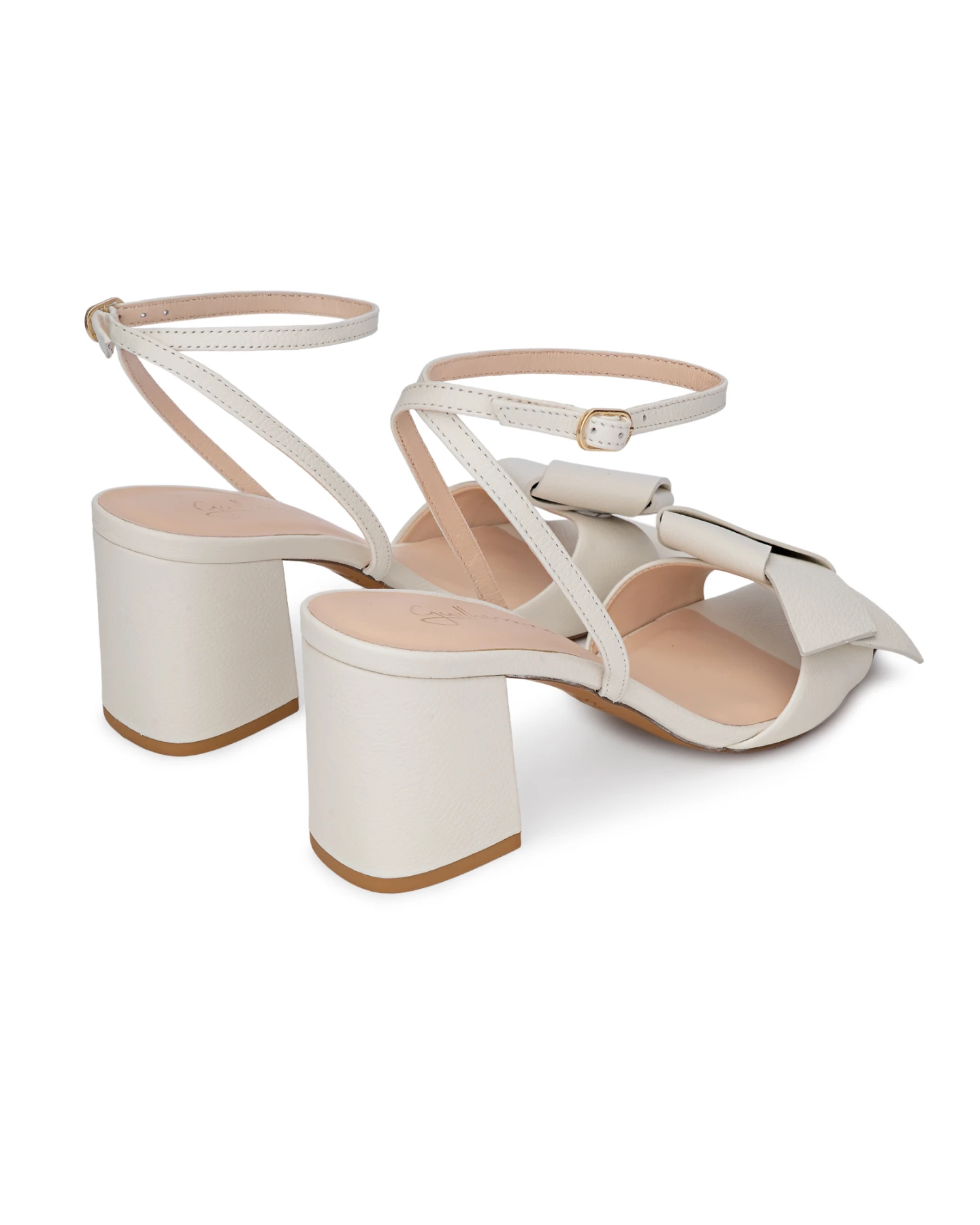 Leather Block Heel Sandals with Bow Detail Gallery