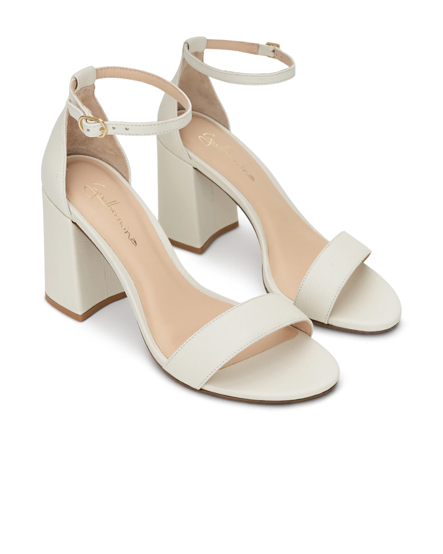 Crinkled Patent Leather Ankle Strap Block Heel Sandals Gallery