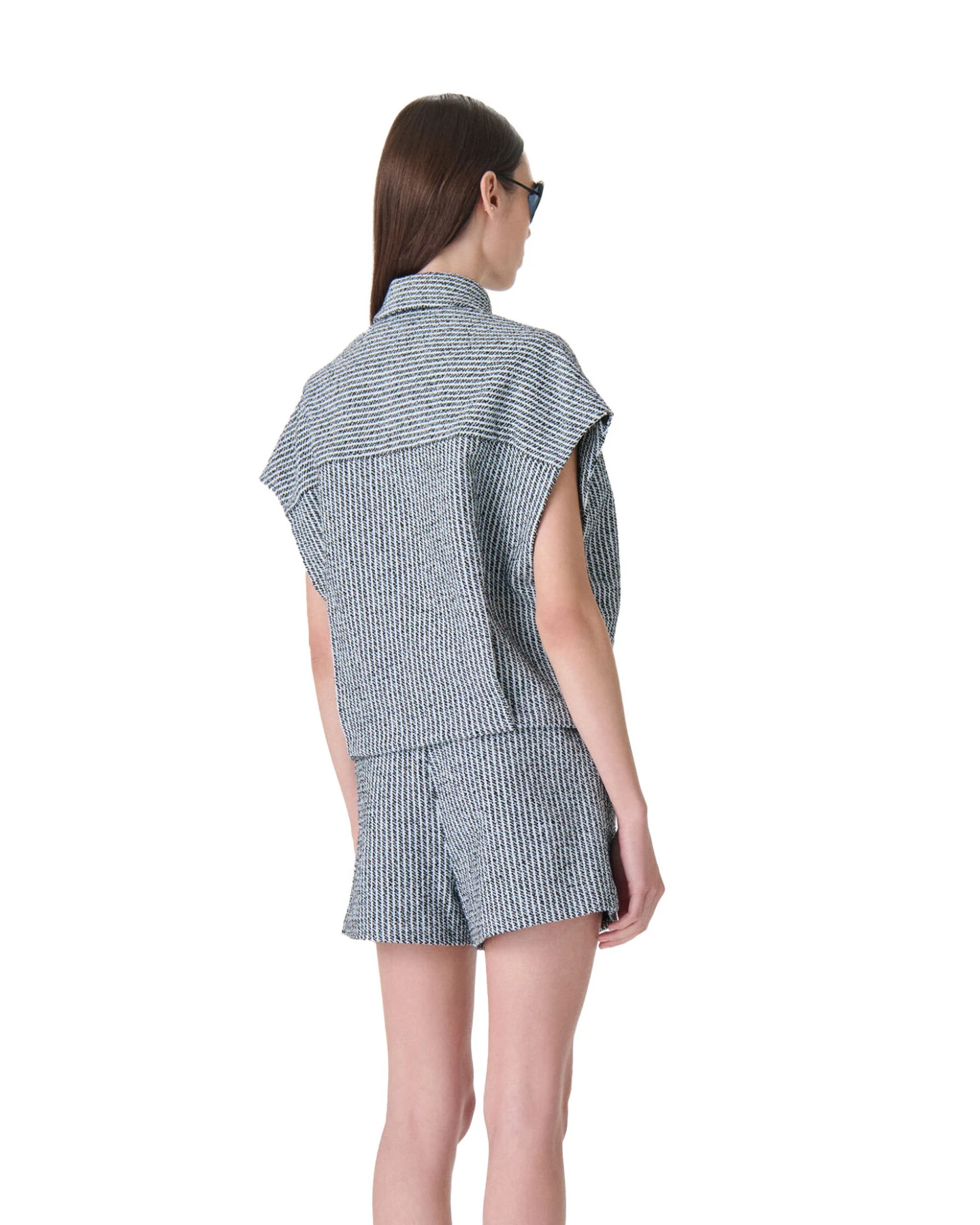 Straight Cut Sleeveless Tweed Overshirt Gallery