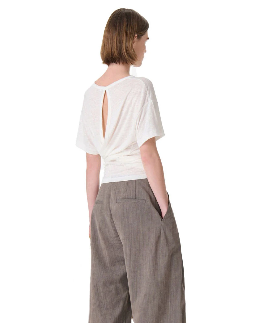 Open-Back Linen Short Sleeve T-shirt Gallery