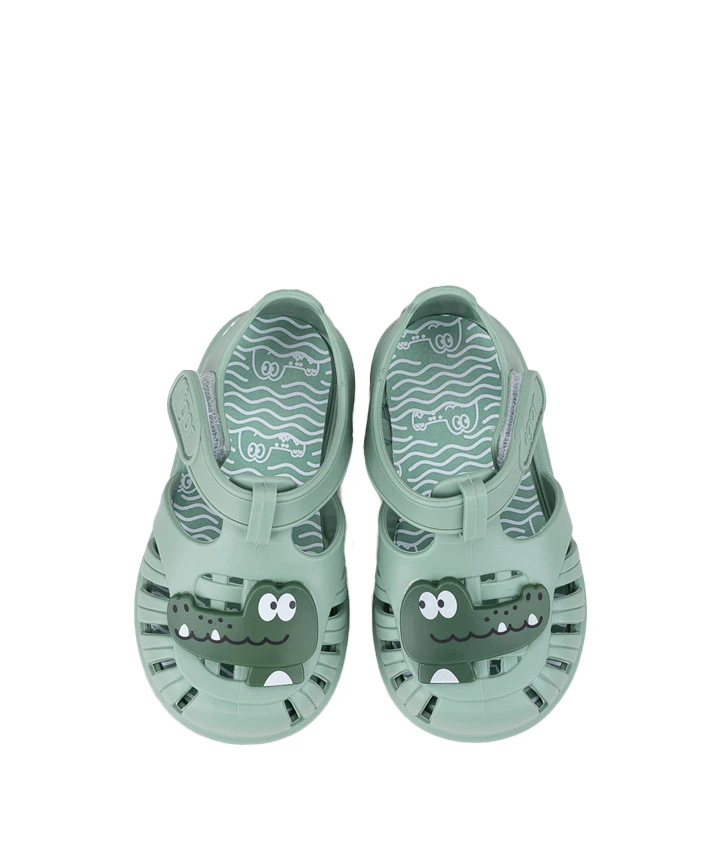 Kids Baby Boy Green Tobby Solid Jelly Sandals with Crocodile Patch Gallery