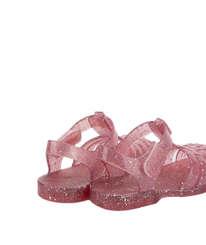 Kids Girls Classic Fushia Trasnparent Crystal Jelly Sandals Gallery