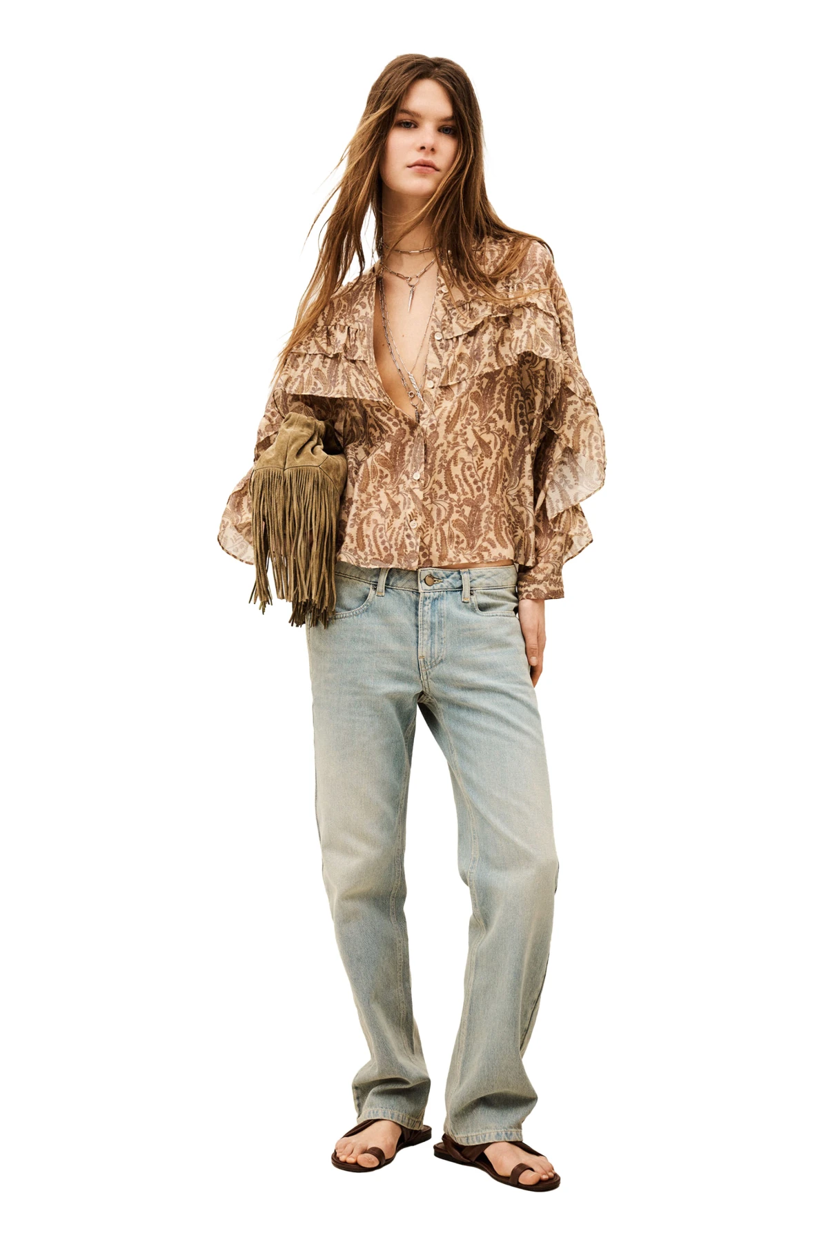 Classic Straight Fit Ruffle Long Sleeve Shirt Gallery