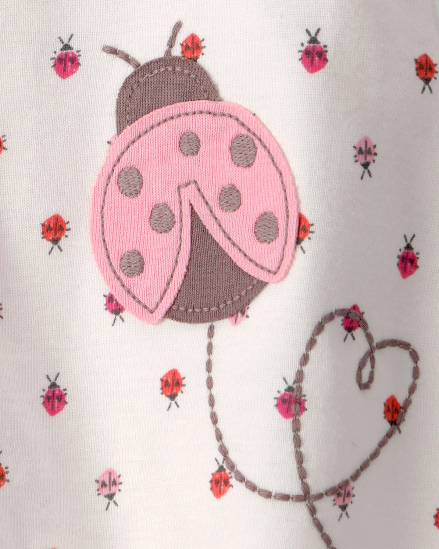 Kids Baby Girl Ladybug Flutter Sleeve Romper - Ivory Gallery