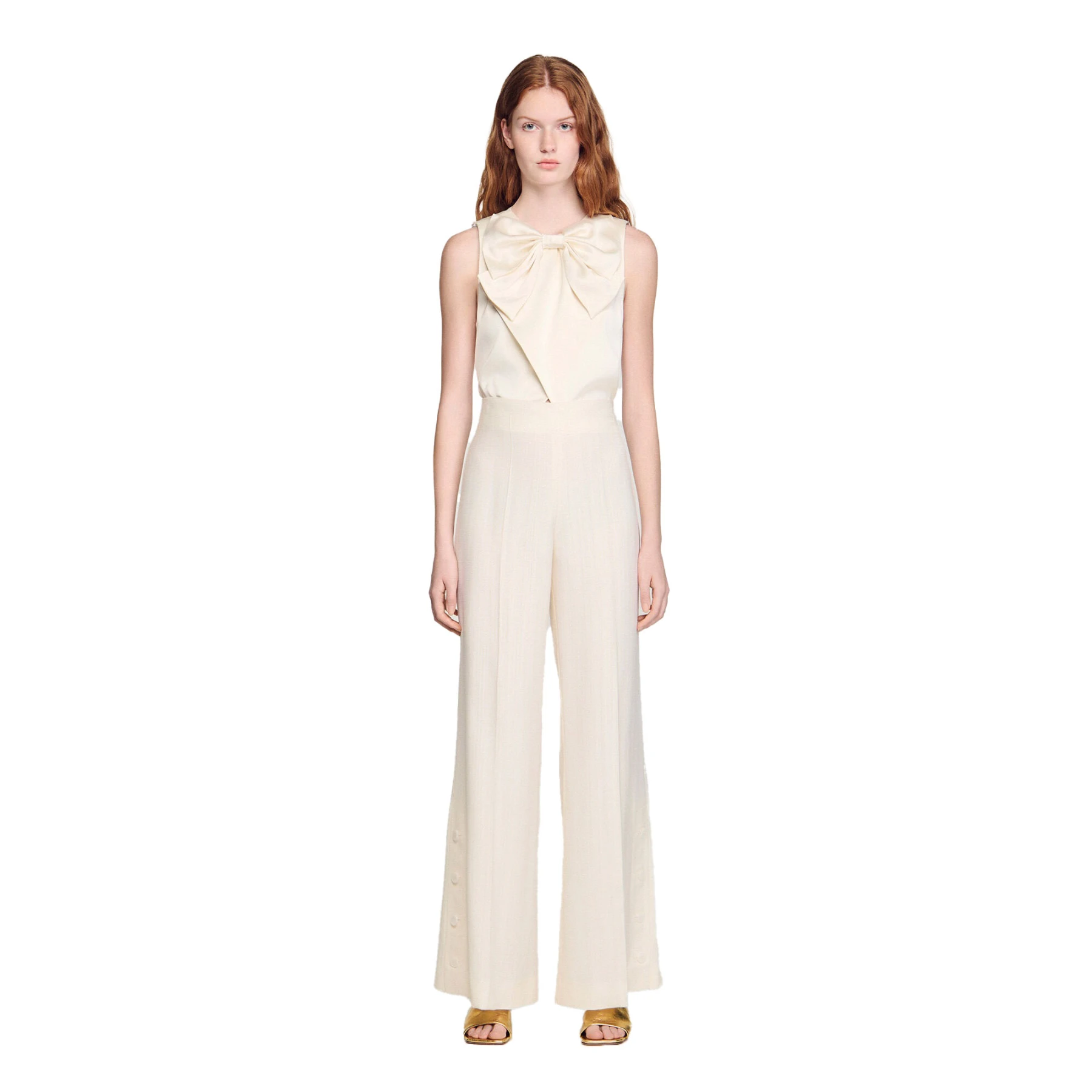 Buttoned-Slit Straight-Leg High Waisted Trousers Gallery