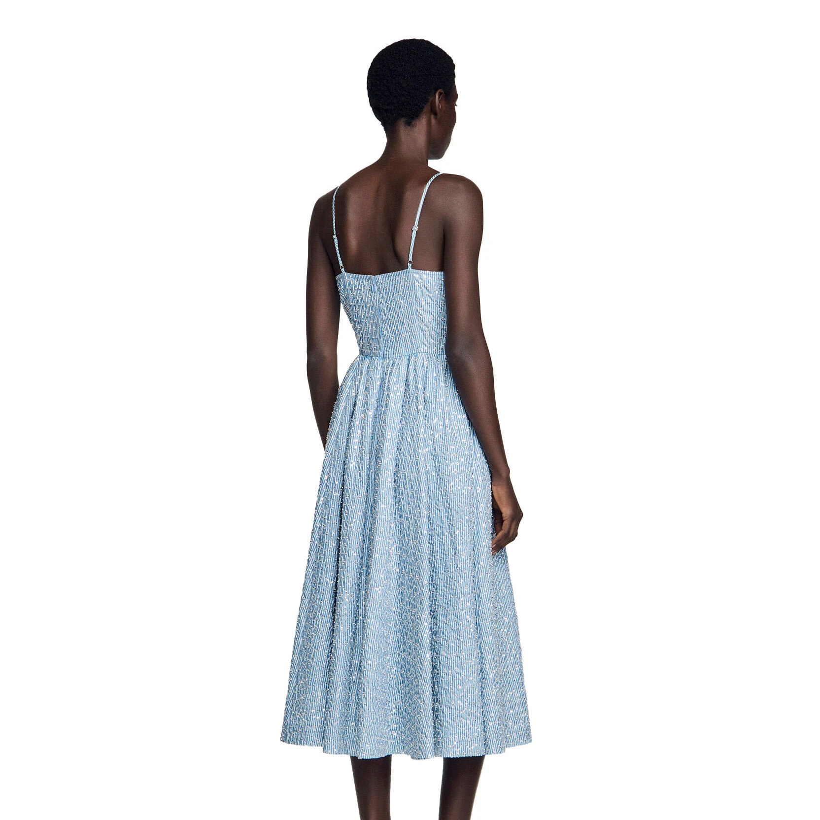 Fitted Sequined Midi Dress with Corset Effect Gallery