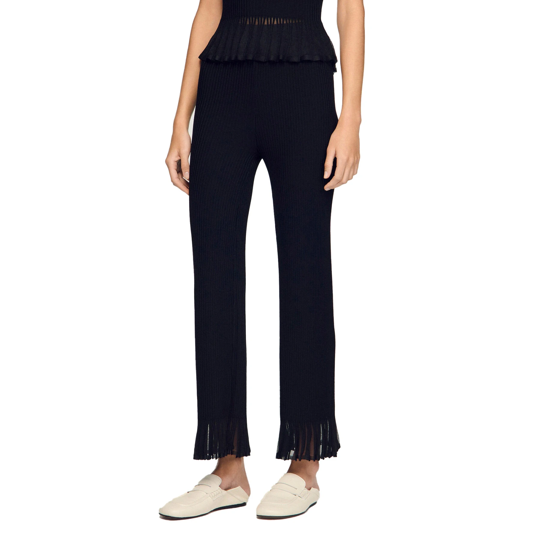 Straight-Leg Ruffled Knit Trousers Gallery