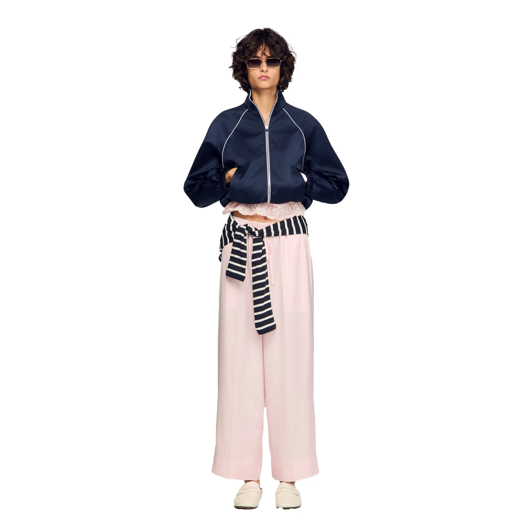Satin-Effect Wide-Leg Trousers Gallery