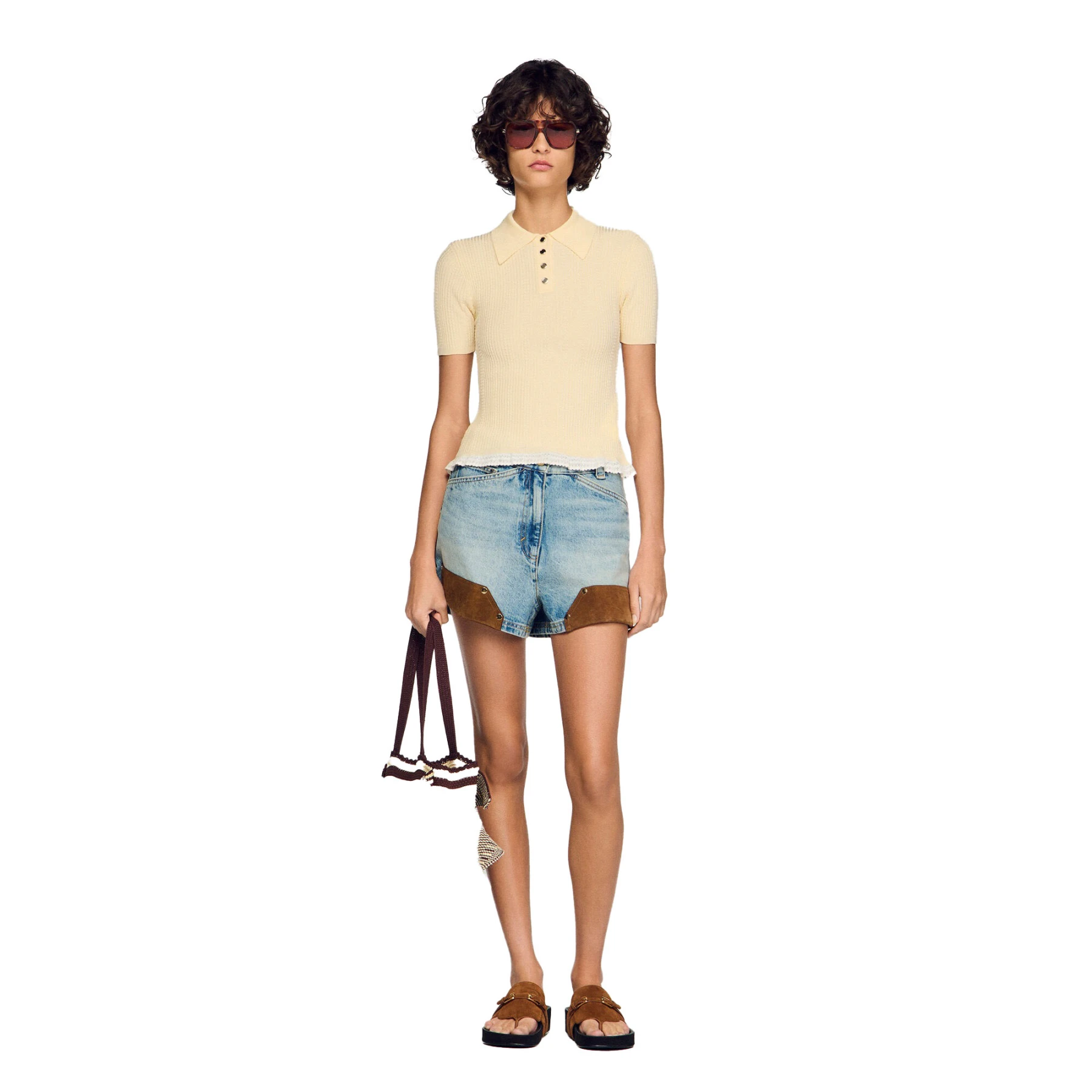 Decorative Short Sleeve Knit Polo Shirt Gallery