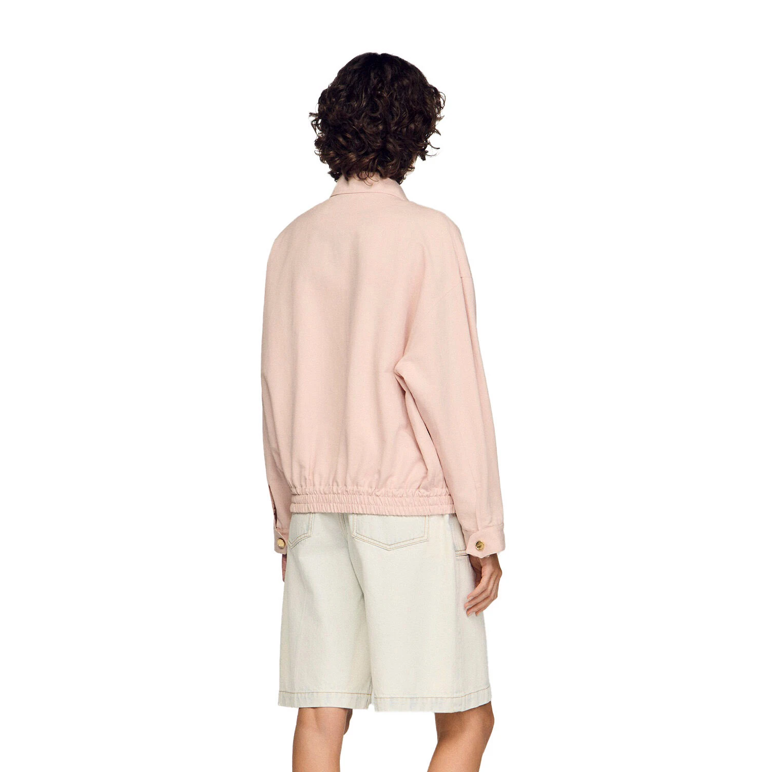 Wide-Fit Linen & Cotton Plain Shirt-Collar Jacket Gallery