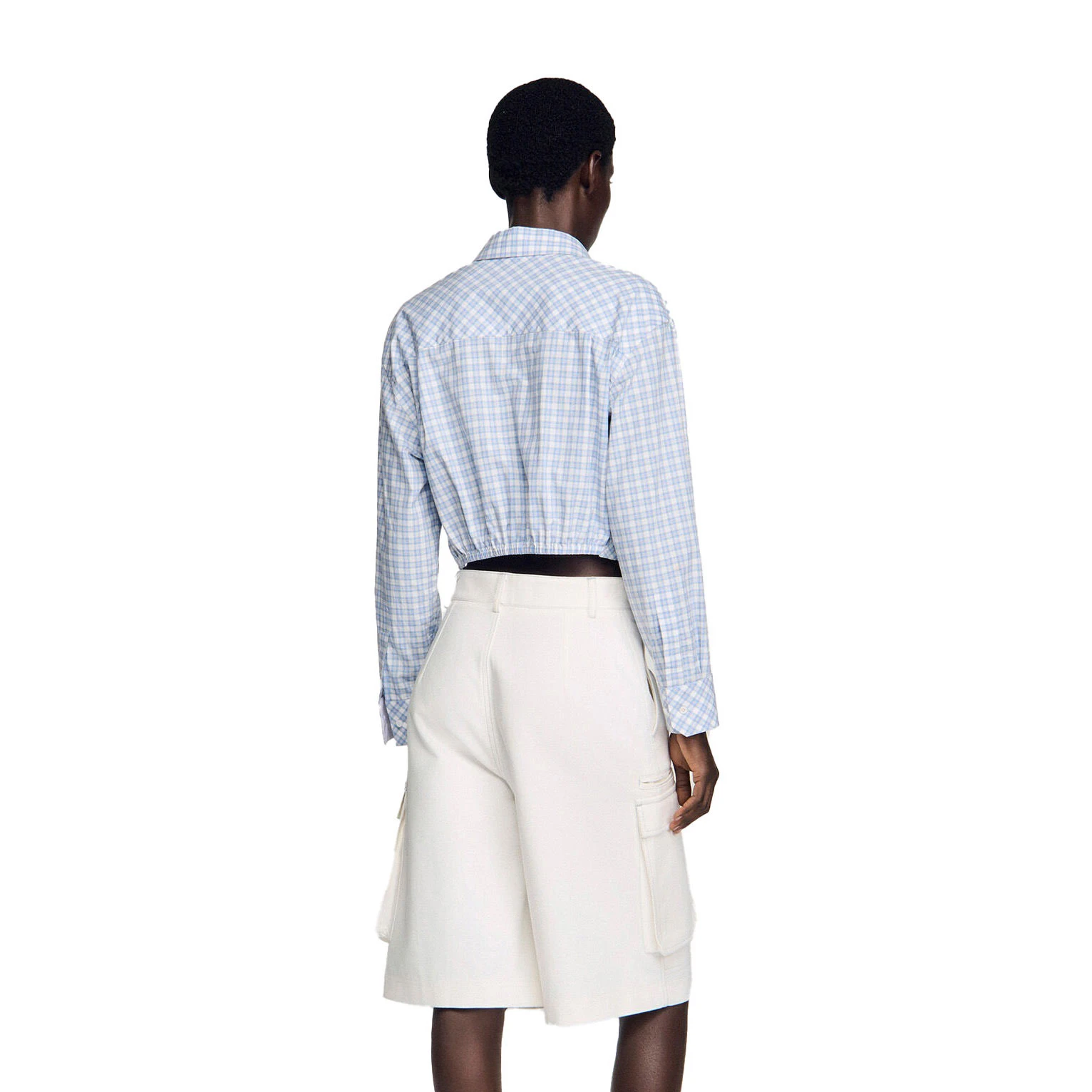 Wide-Leg Cotton Bermuda Shorts with Contrast Stitching Gallery