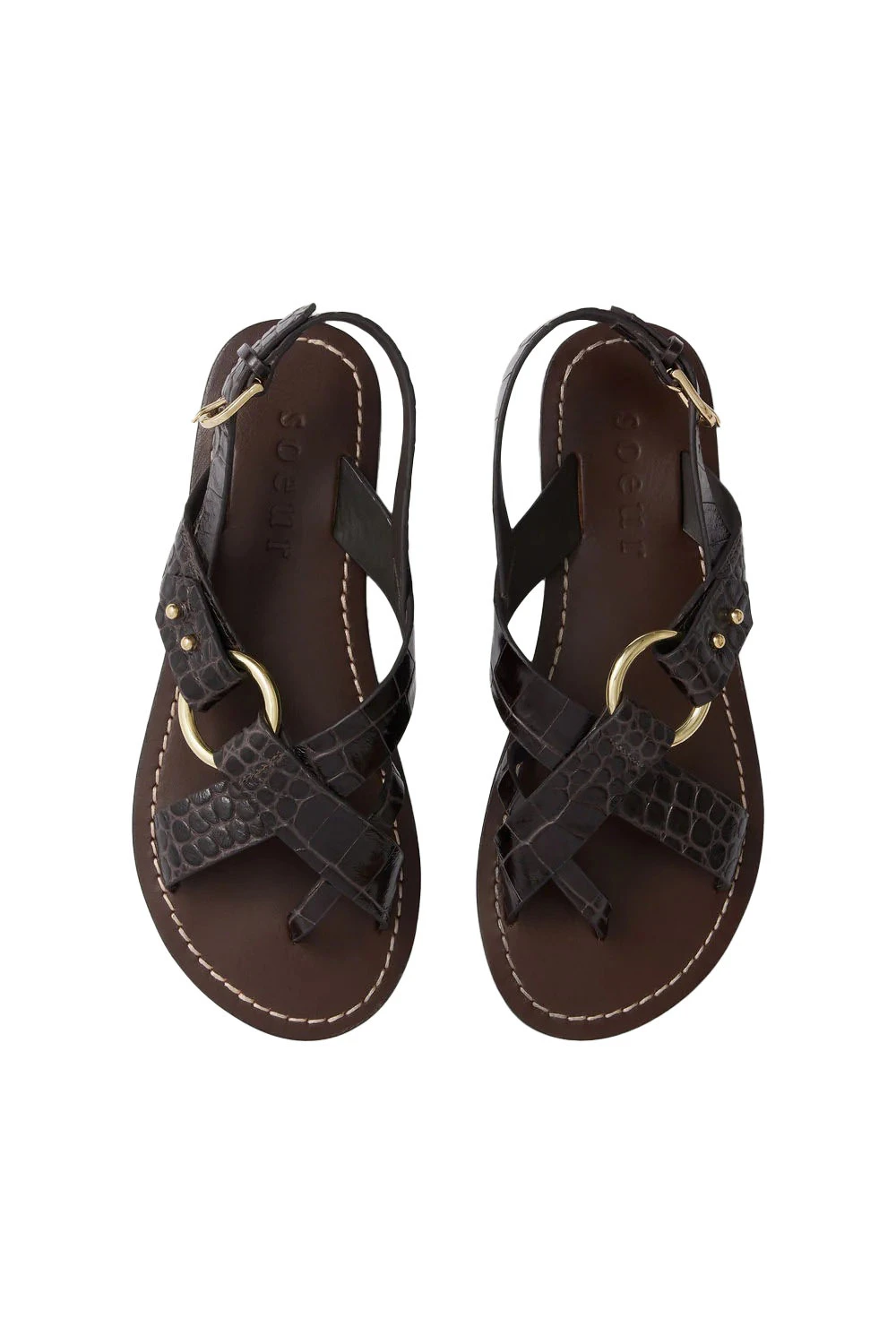 Florence Croc-Effect Leather Sandals Gallery