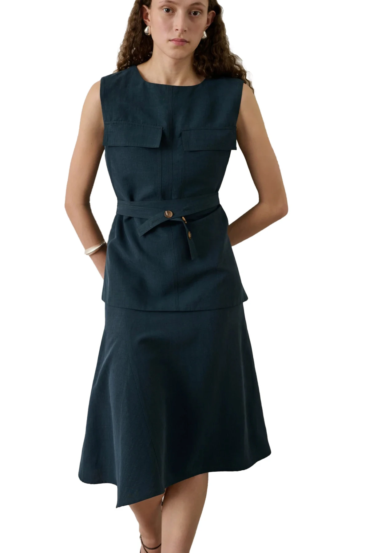 Lyocell & Linen Fitted Flared Skirt Gallery