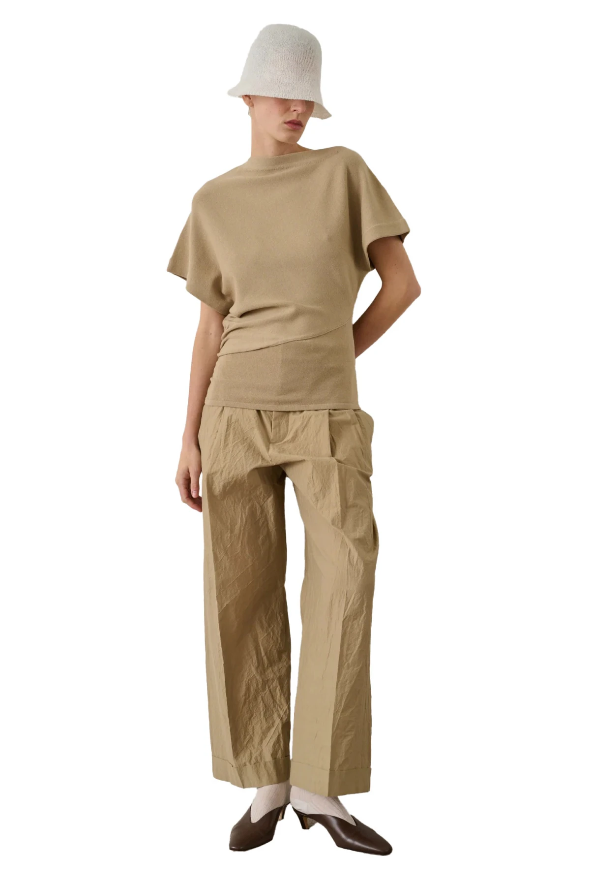 High Waisted Watson Cotton PoplinTrousers With Pleats  Gallery