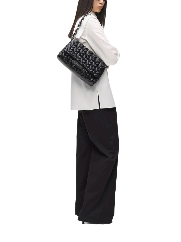 K/Weave Quilted Leather Flap Shoulder Bag with Chained Strap  Gallery