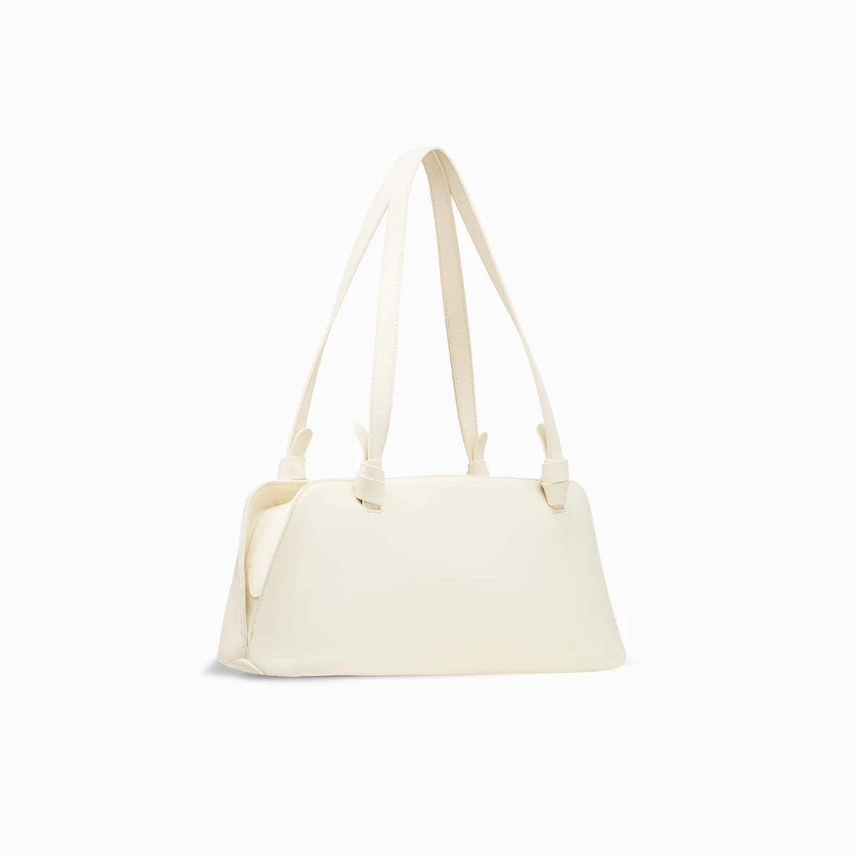Aries East West Cream Leather Shoulder Bagwith Knotted Handle Detail Gallery