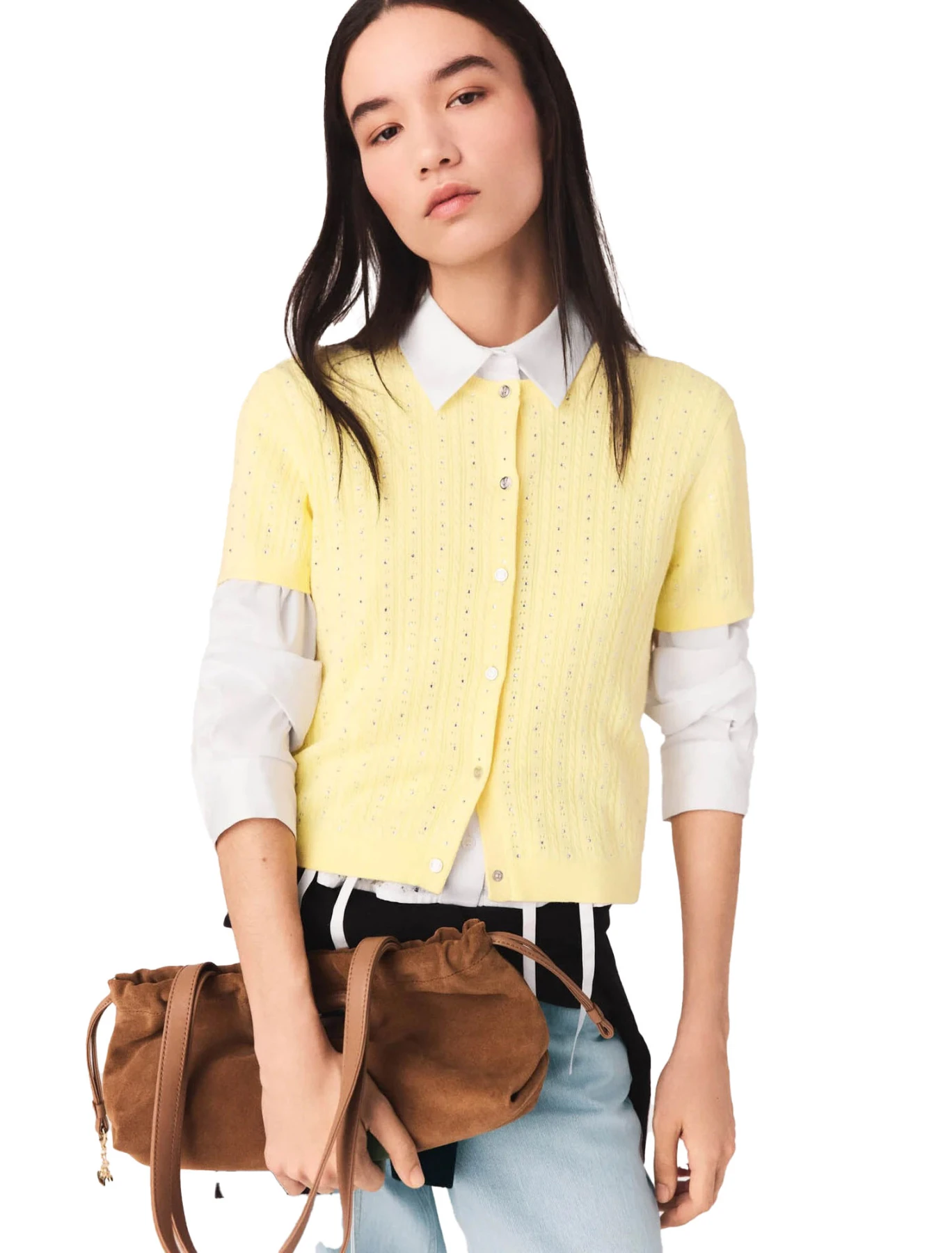 Cardigan With Rhinestone Neck Gallery