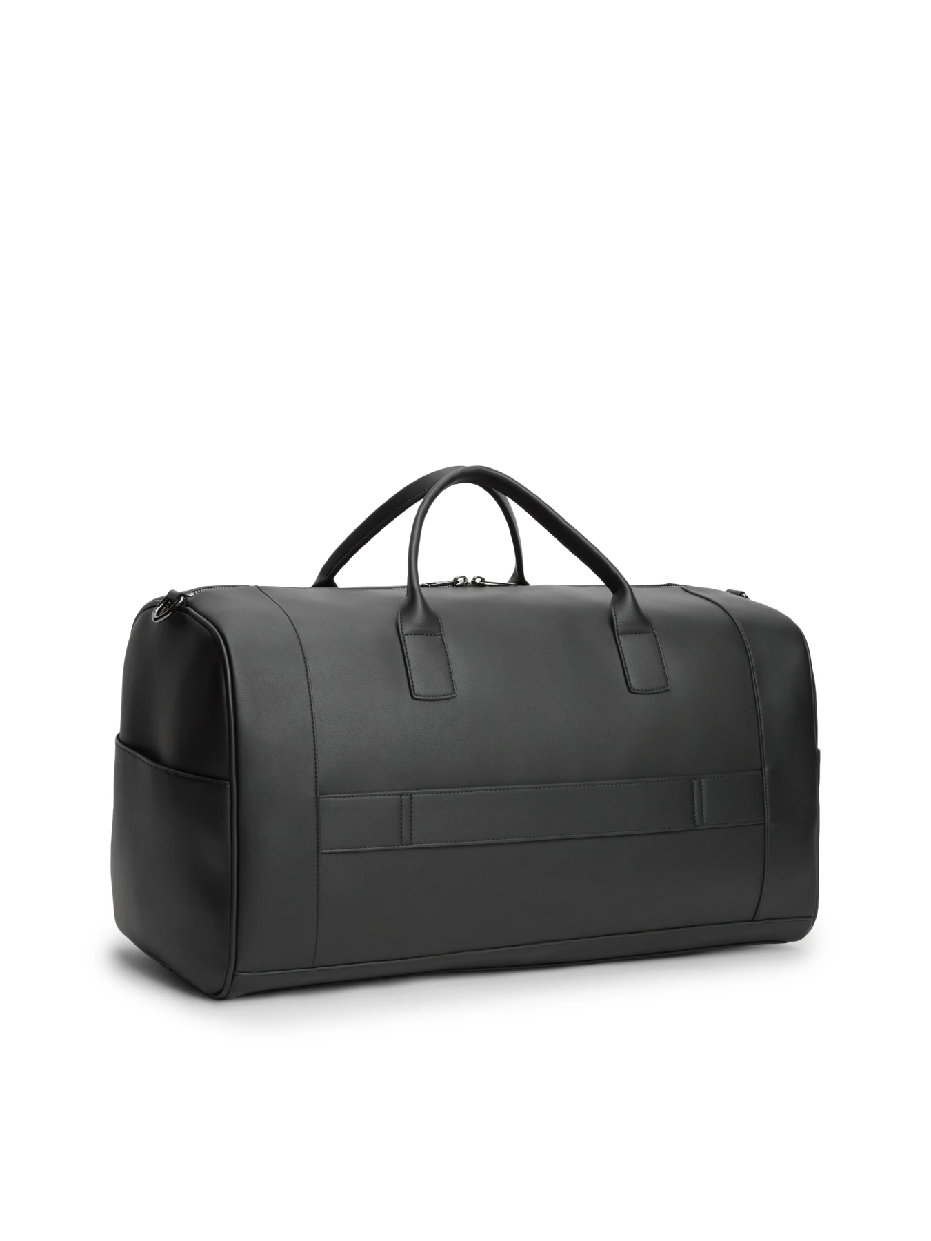 Sleek Leather Duffle Bag with Woven Pocket Gallery