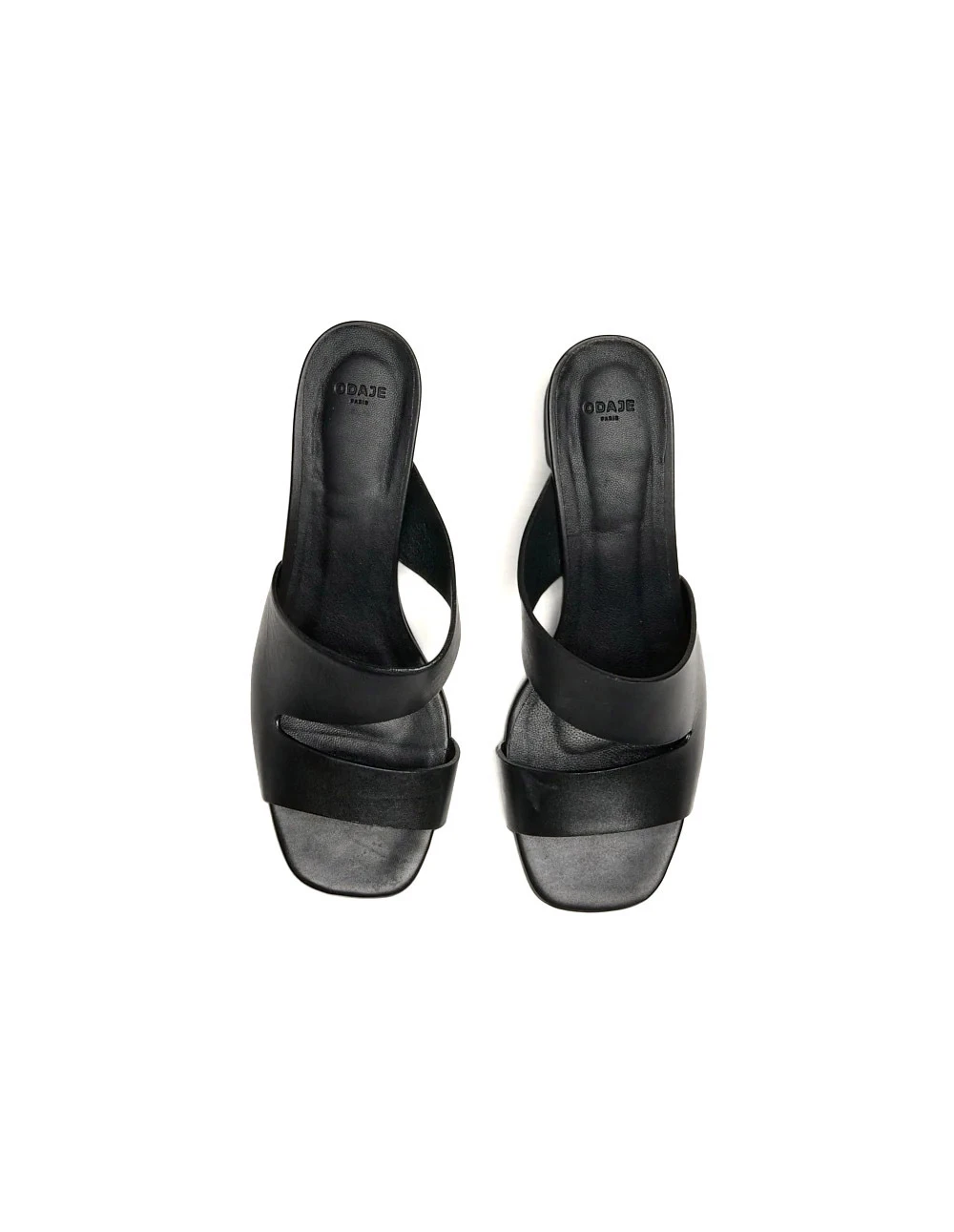 Cut-Out Smooth Leather Block Heel Mules  Gallery