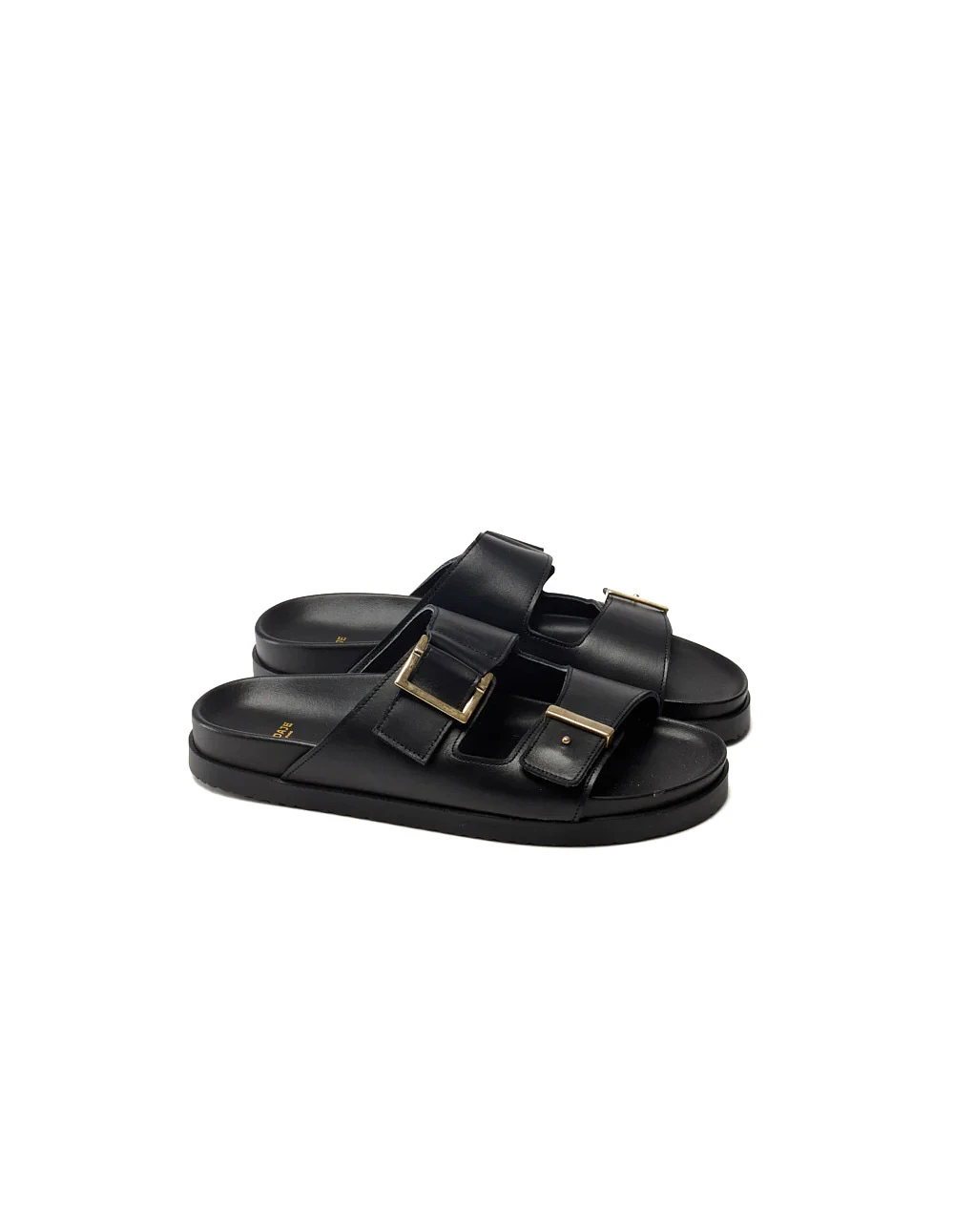 Double-Buckle Leather Slide Gallery