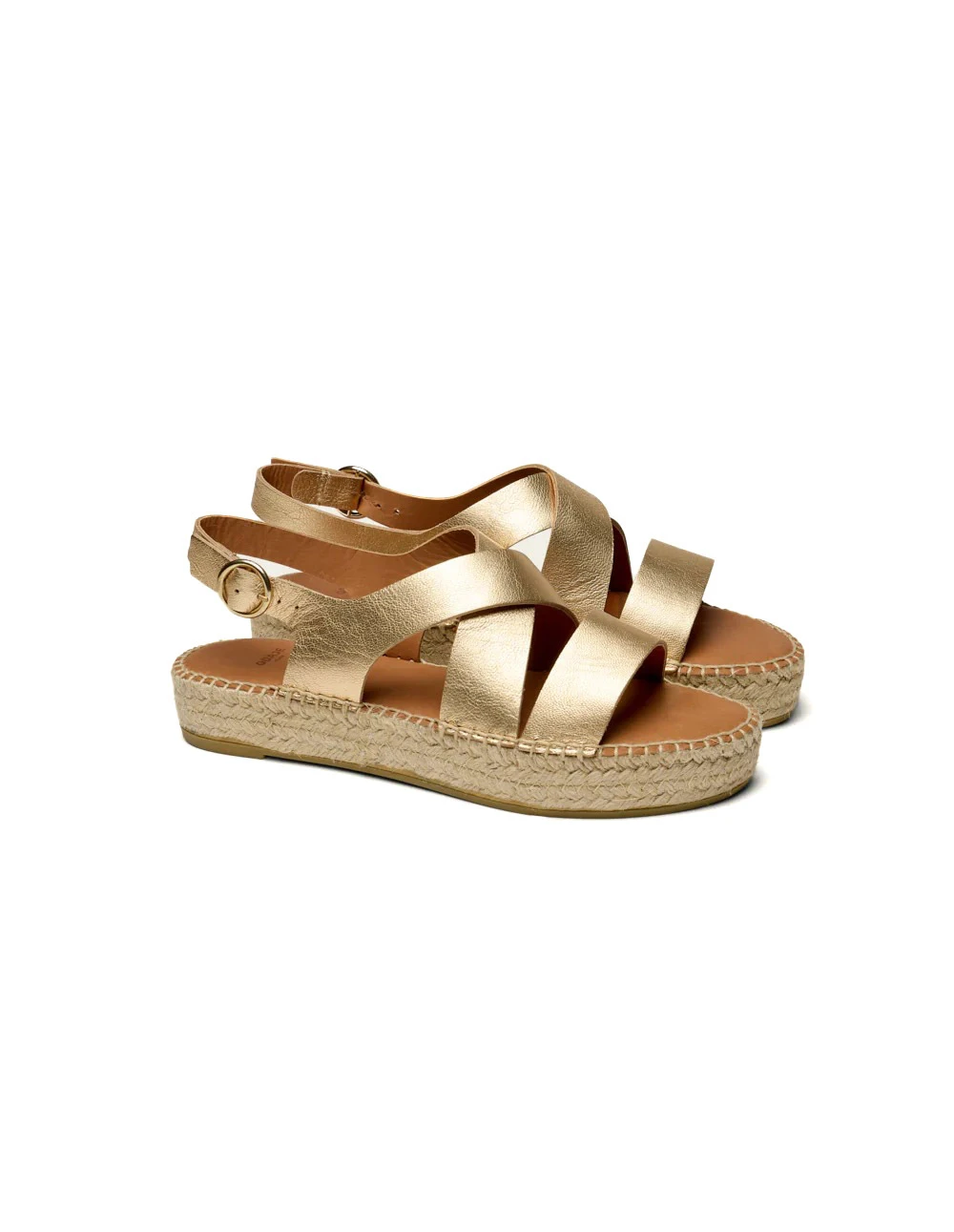 Criss-Cross Metallic Leather Espadrille Sandals Gallery