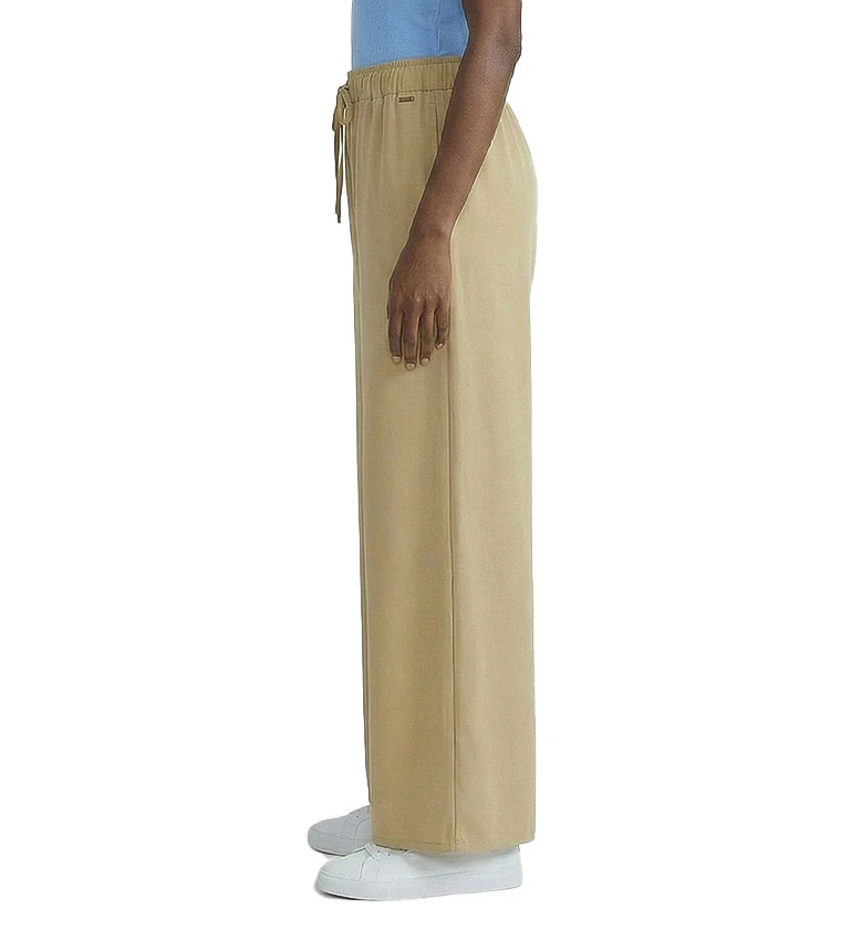 Solid Wide-Leg Drawstring Trousers Gallery