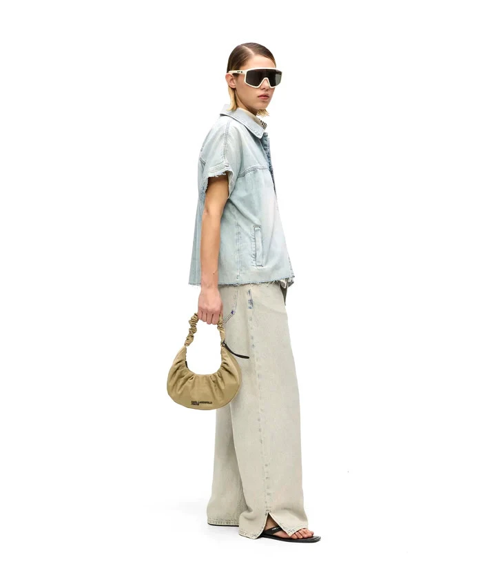 Small Gathered Nylon Hobo Shoulder Bag Gallery