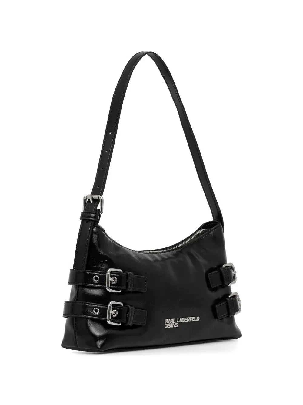 Pebbled Leather Buckle-Detail Shoulder Bag Gallery