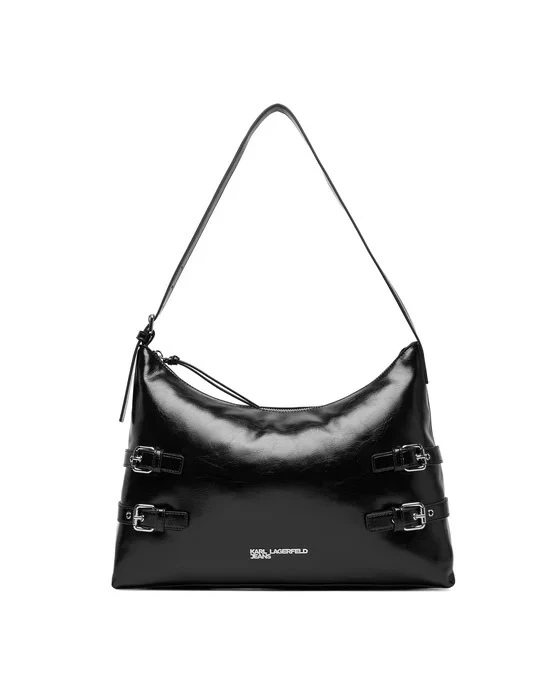 Buckle-Detail Patent Leather Shoulder Bag Gallery