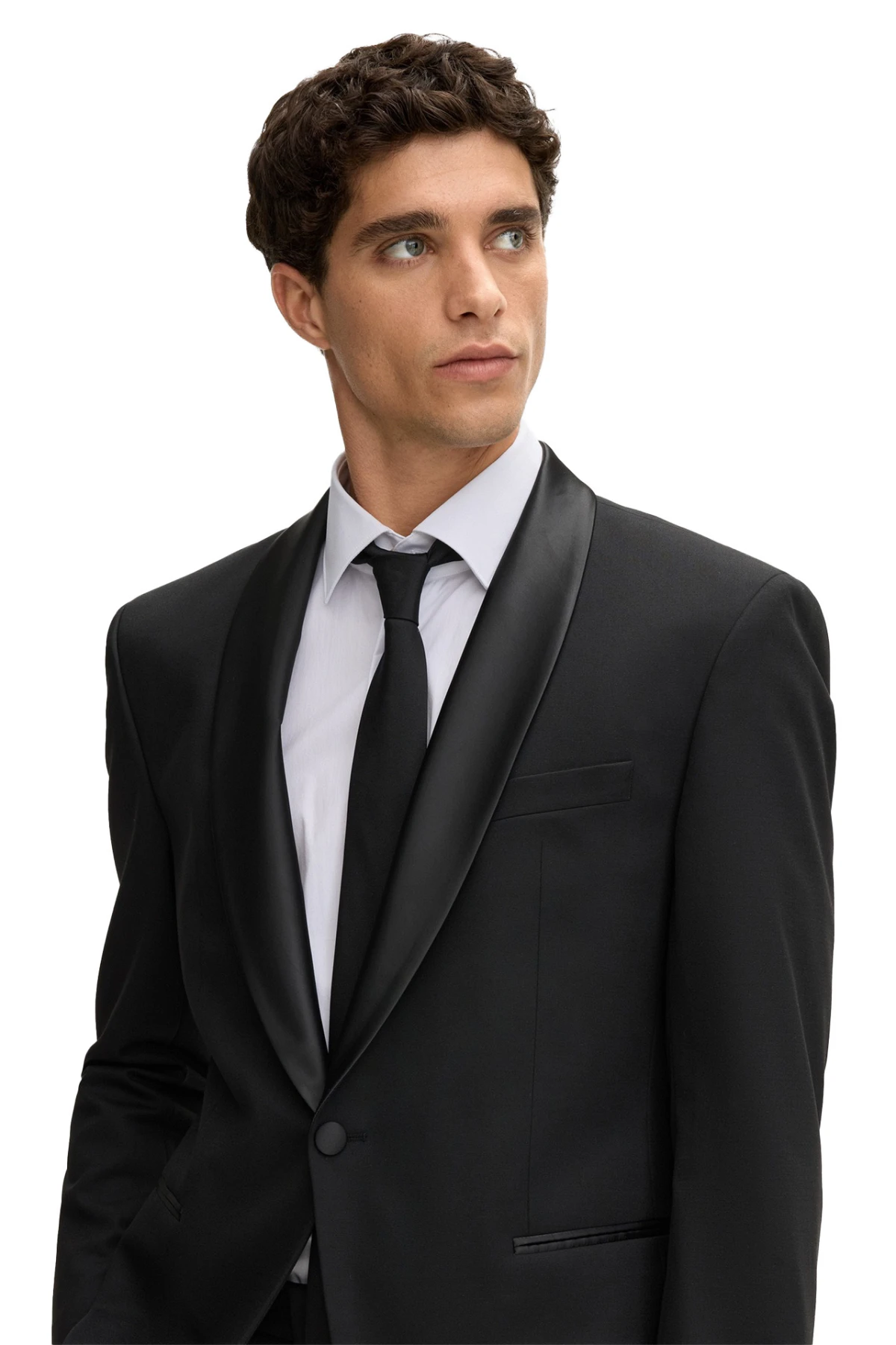 Slim Fit Rounded Lapel Collar Blazer Gallery